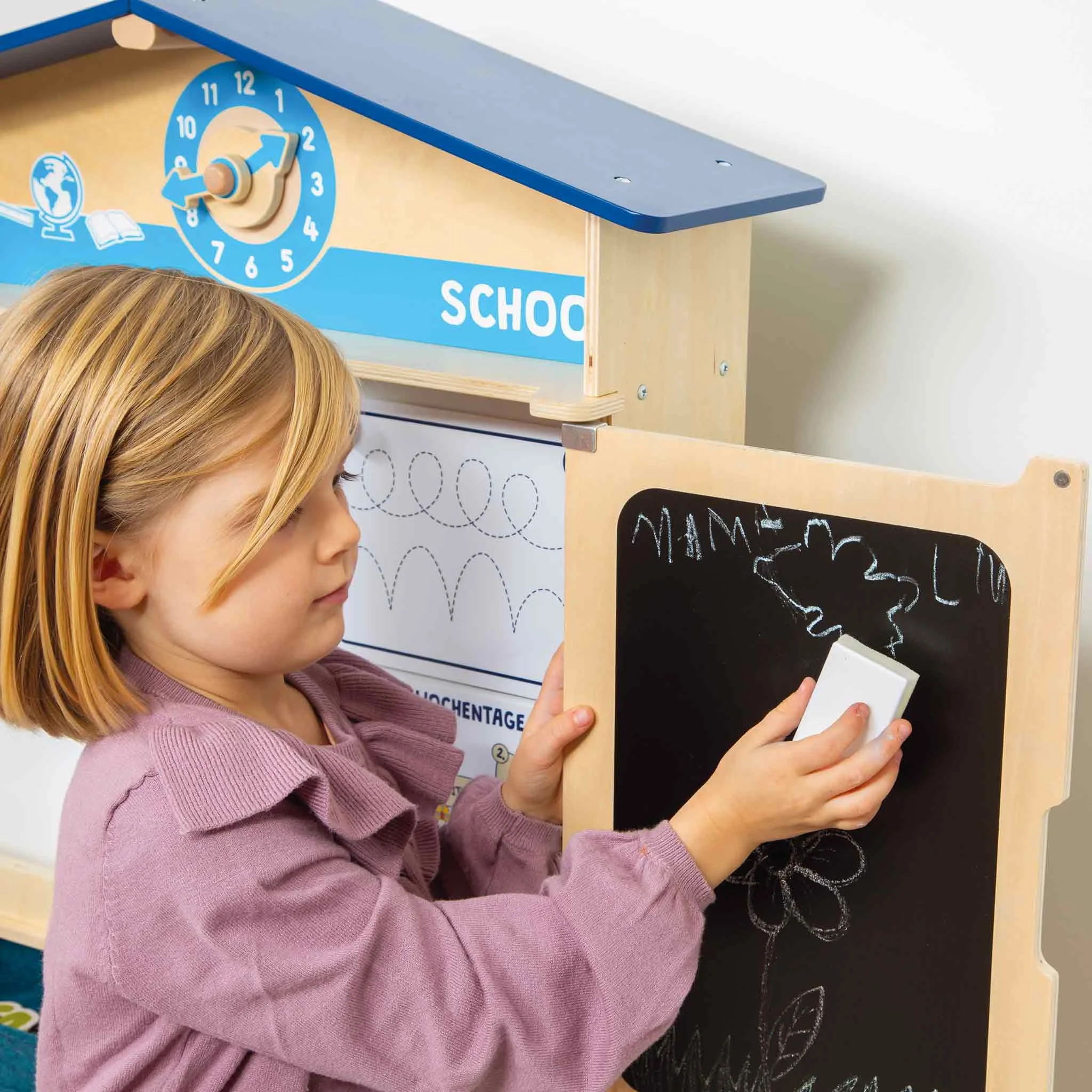 Kinderhaus, Schultafel, Kreidetafel, Schulboard, Holzspielzeug