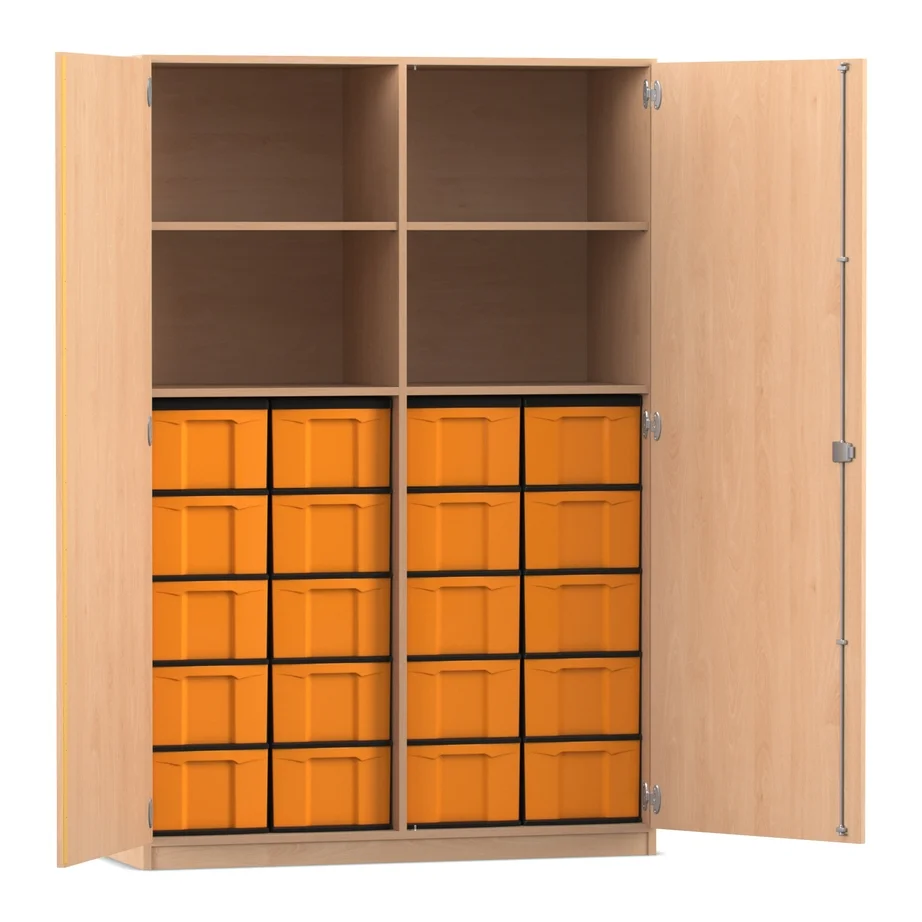 Klassenschrank XL - 20 hohe Boxen, Buche hell