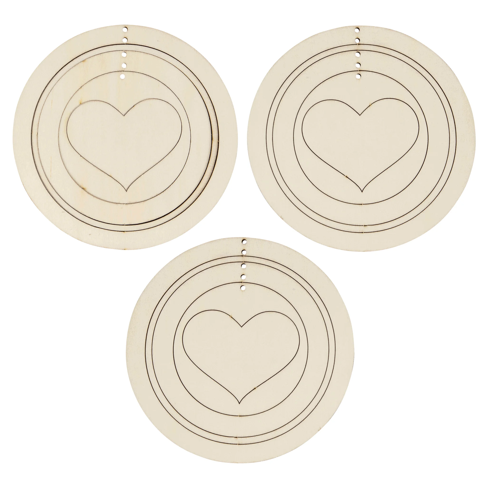 Holzdeko, Herz-Medallion, Runde Wanddekoration, Aus Holz, Natürliche Farbe