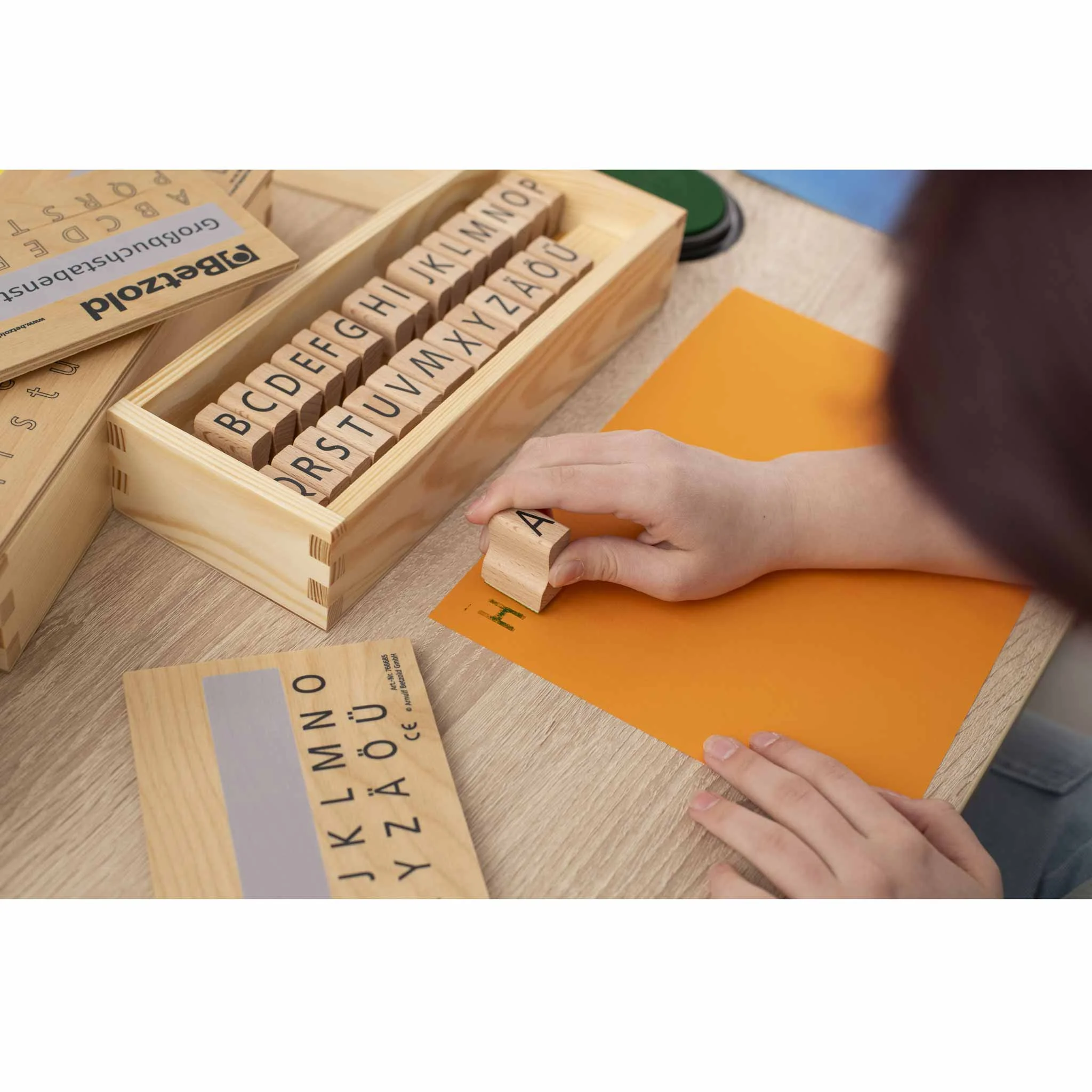 Buchstabenstempel, Alphabet Stempel, Holzstempel, Schreibspiel, Kinderwerkzeug