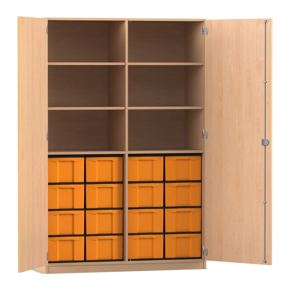 Klassenschrank XL - 16 hohe Boxen, Buche hell