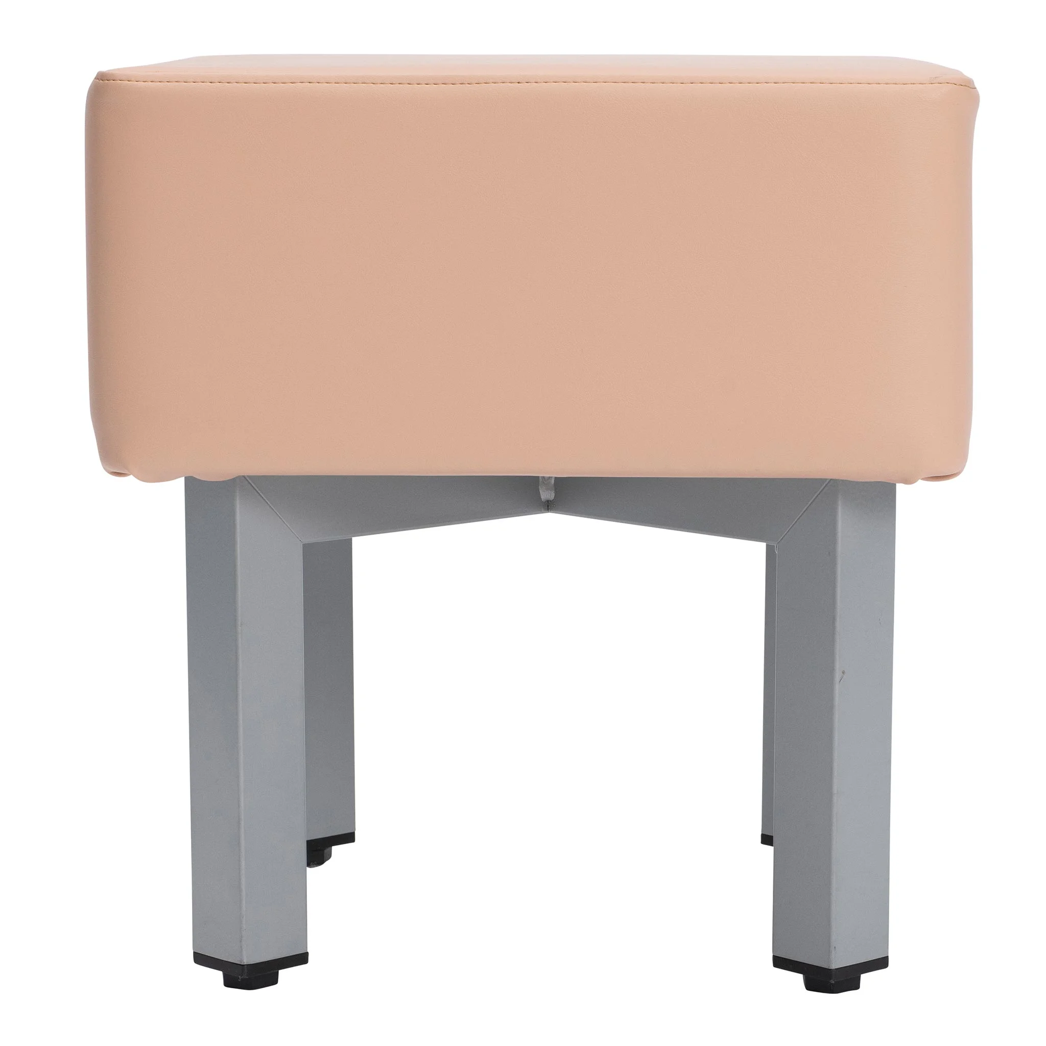 Hocker, Pfirsich, Kunstleder, Pink, Grau Beine