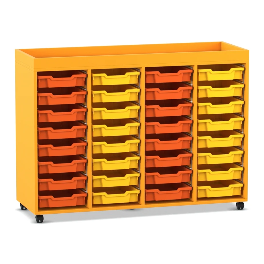 Werkzeugwagen, Aufbewahrungskasten, Schubkastenbehälter, orangefarbener Schrank, mobiler Stauraum