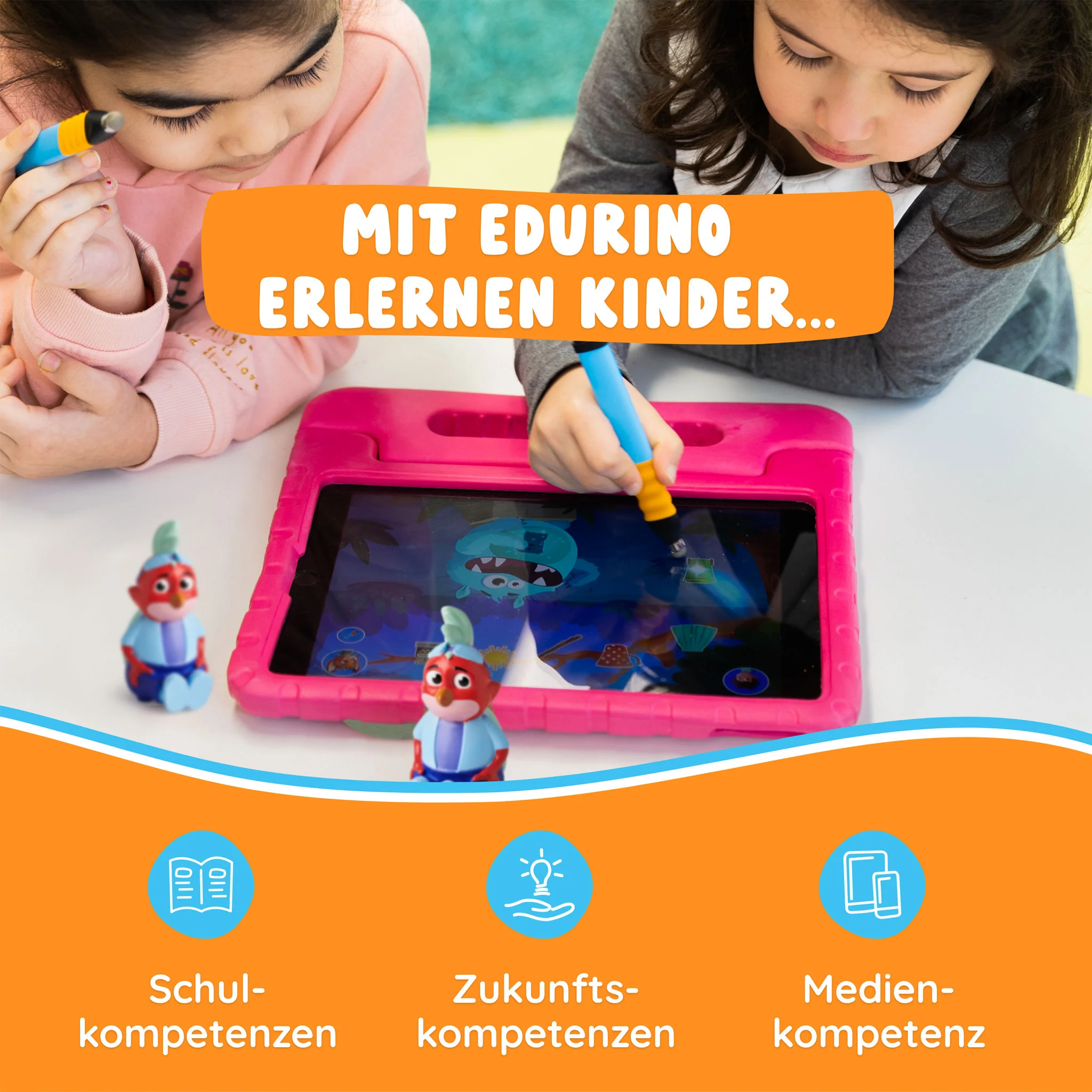 tablet, kinder, bildung, orange, stift