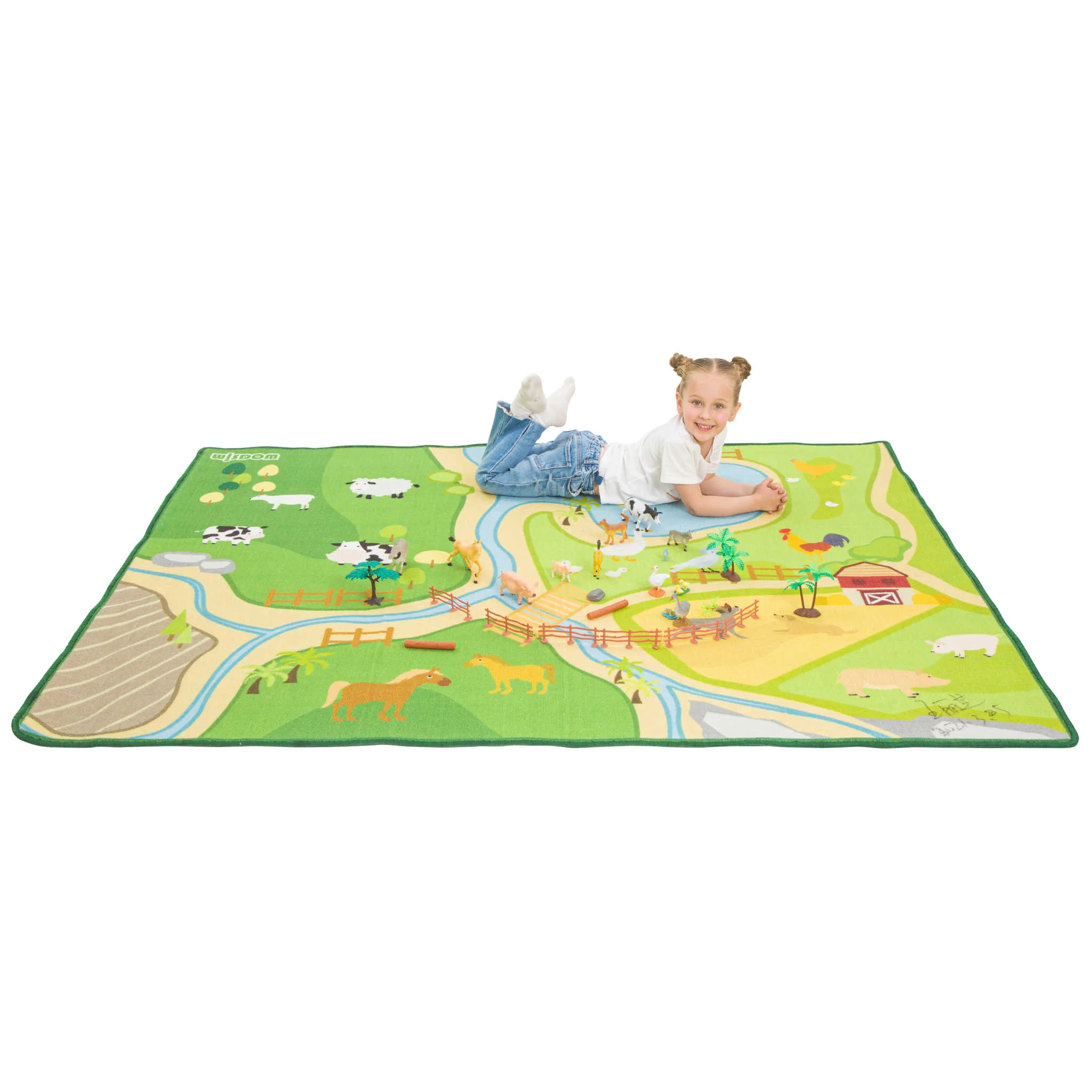 Spielteppich, Kinderteppich, Landschaftsmotiv, Tiermotive, Großformatig