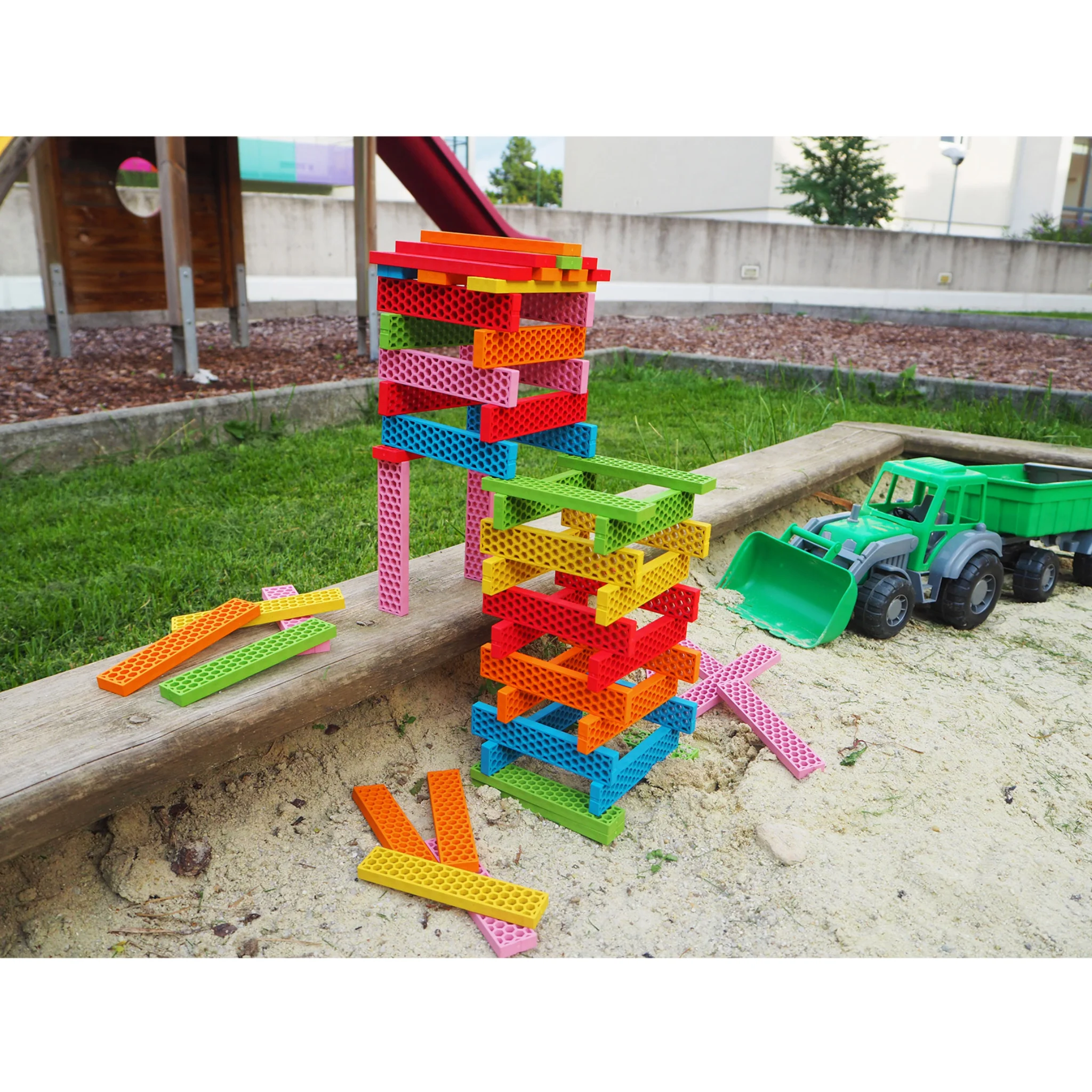 Bausteine, Konstruktionsspielzeug, Bunte Blöcke, Klemmbausteine, Spielzeugturm