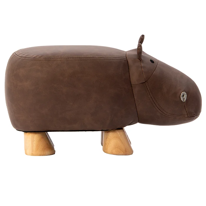 hippo toy, braun, lederoptik, holzbeine, plüschtier