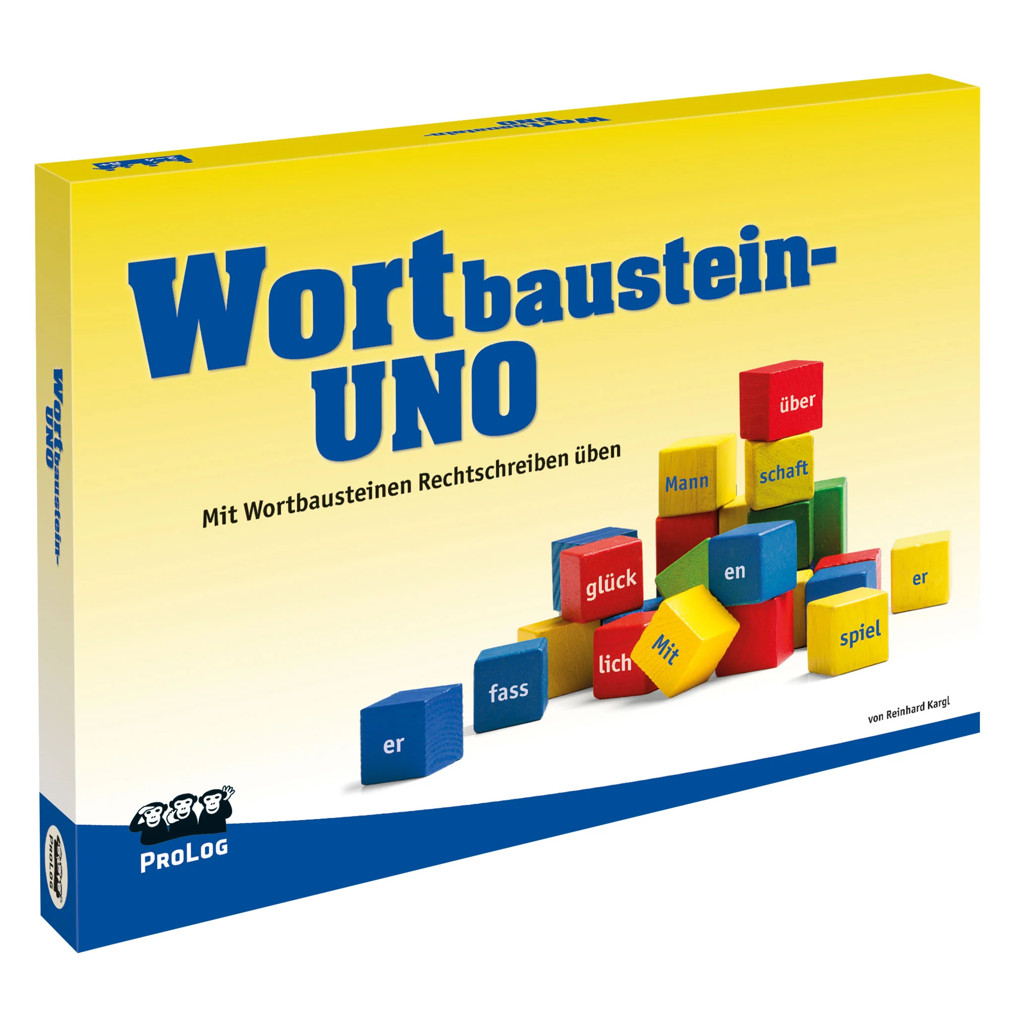 Wortbausteine, Wortbausteine UNO, Rechtschreiben üben, Buchstabenwürfel, Lernspielzeug