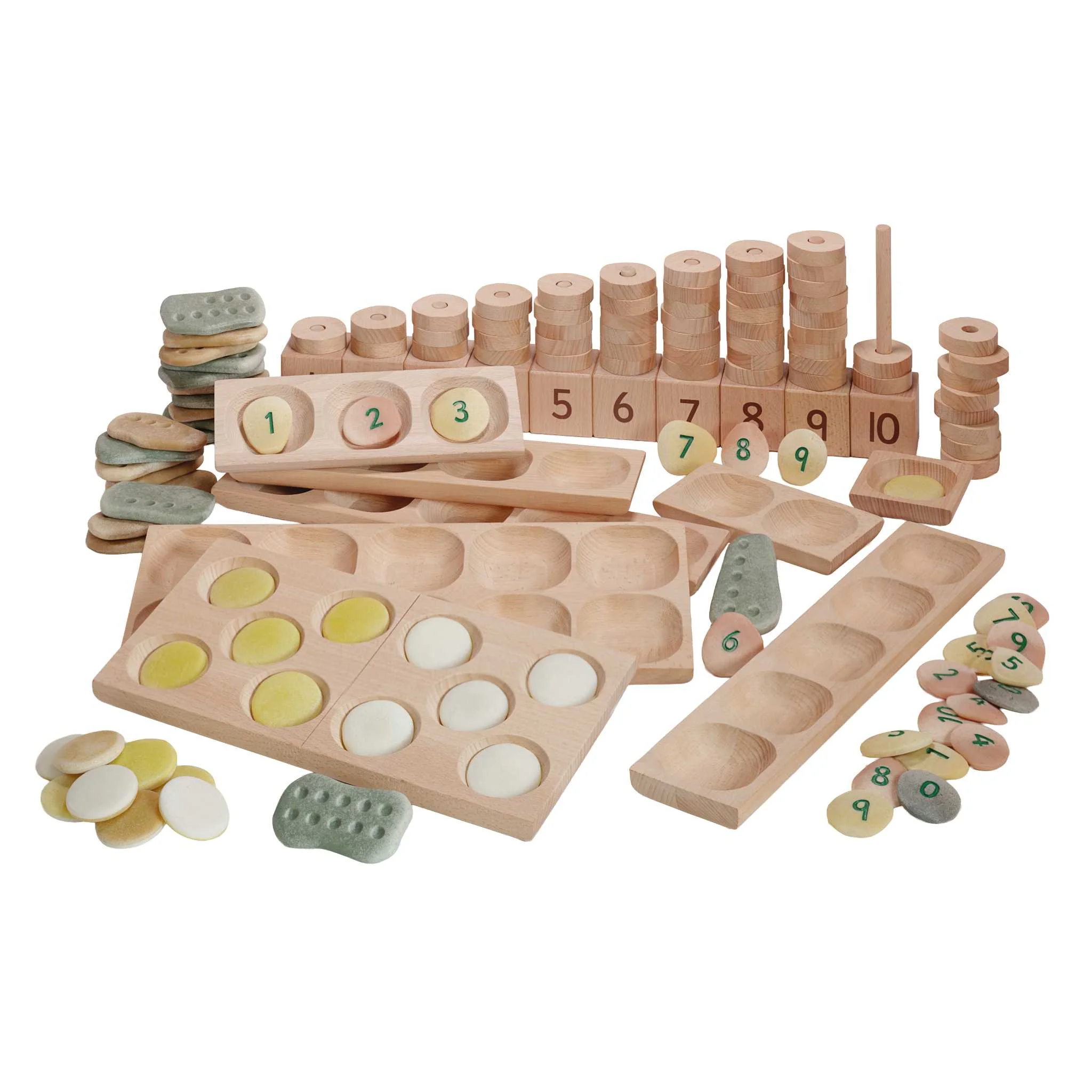 Holzspielzeug, Rechensteine, Zahlenspiele, Kugelbauskugel, Lernspielzeug