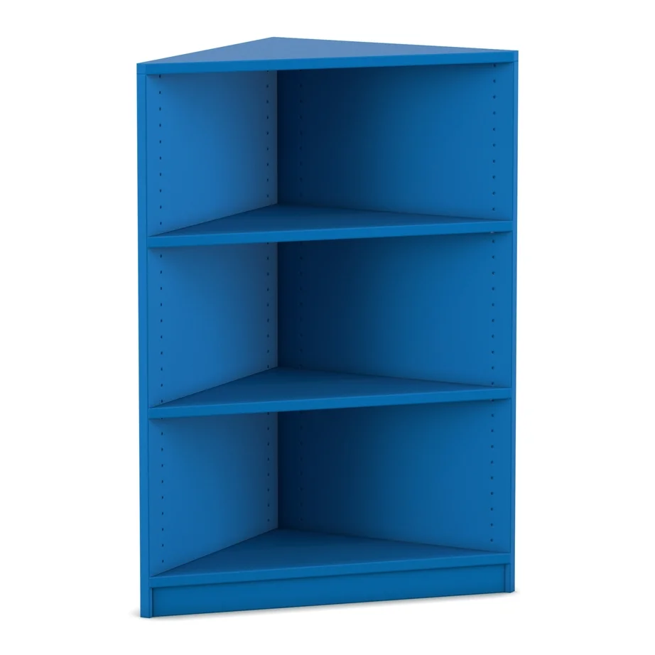 Regal, Bücherregal,  offenes Regal, Bau aus Metall, blaue Farbe