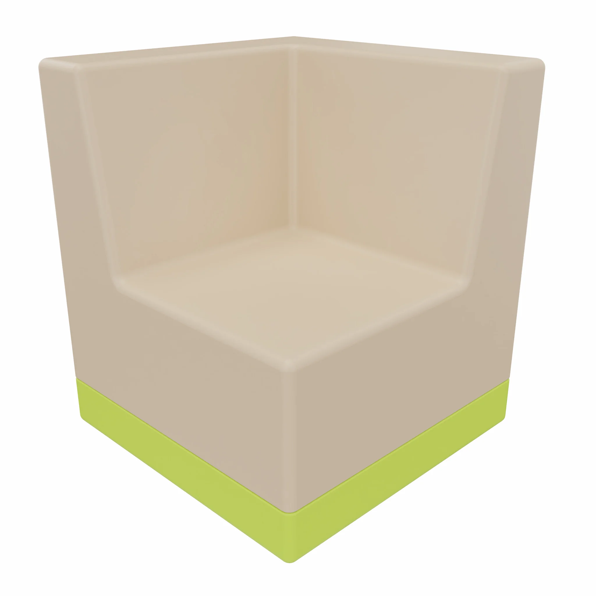 Eckhocker, Wandhocker, Sessel-Ecke, Beige, Grüne Basis