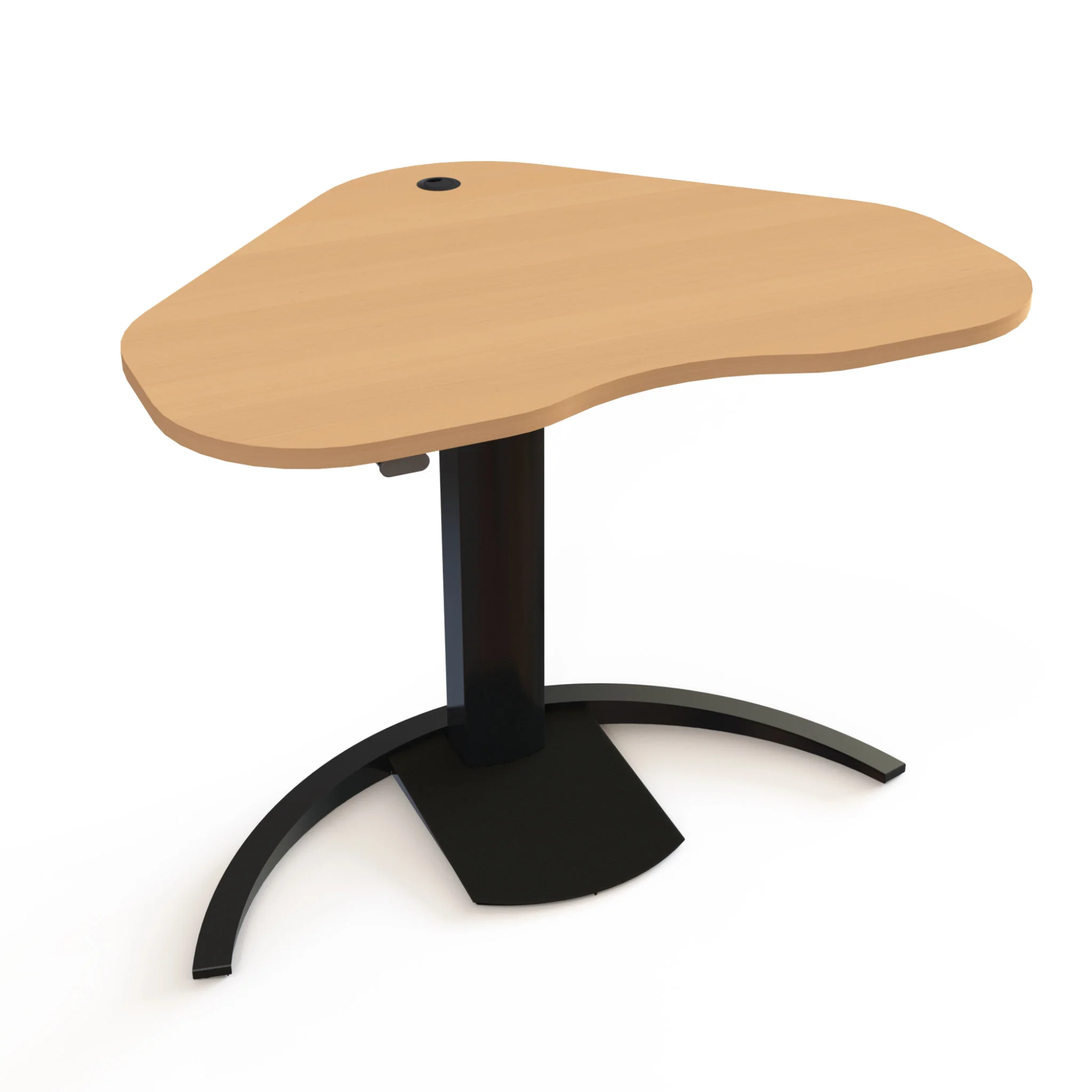 Eck-Tisch, Rundes Eck-Design, Holztischplatte, Schreibtischhöhe, Metallfuß