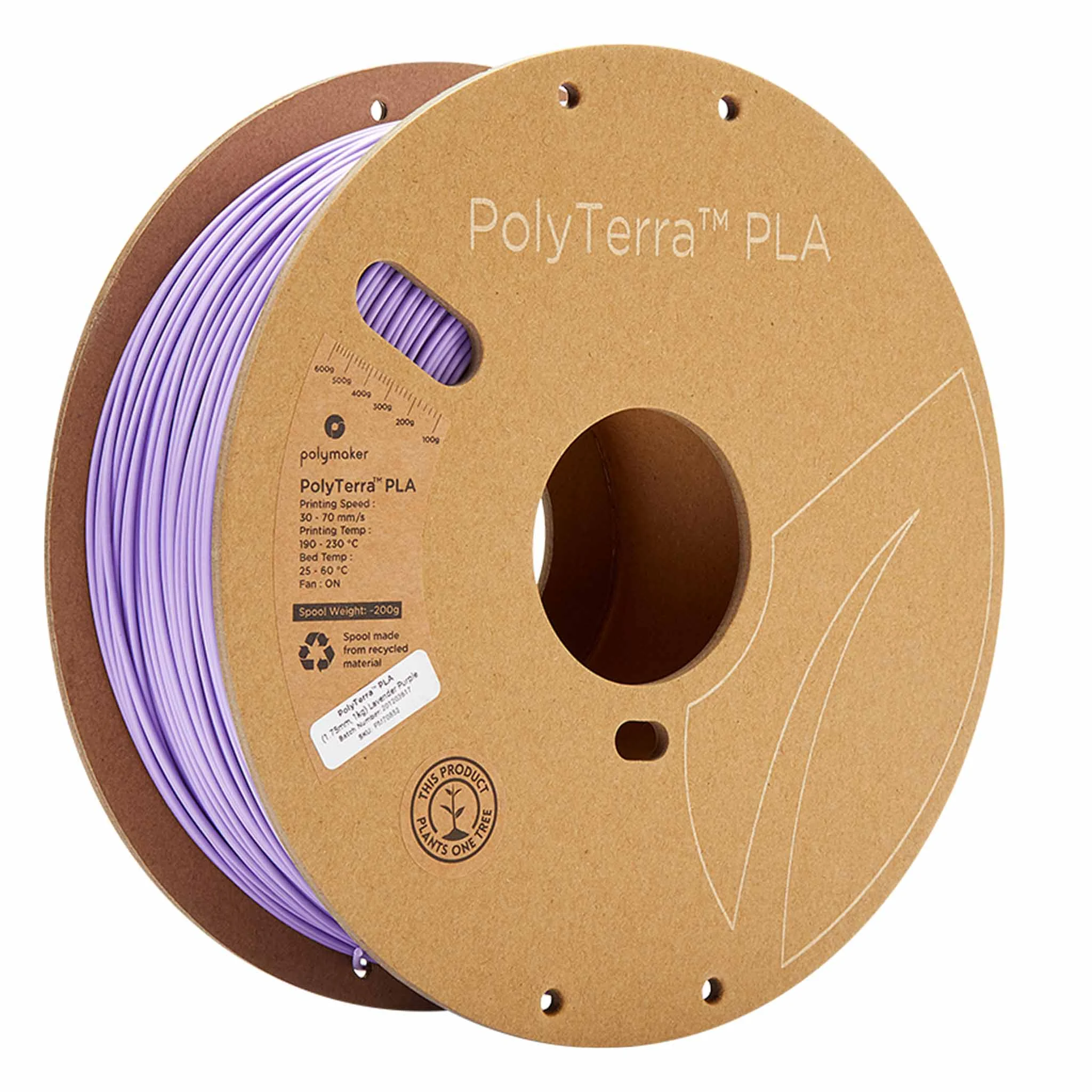 PLA-Filament, 3D-Druck-Filament, Fliederfarbene, Spule, PolyTerra