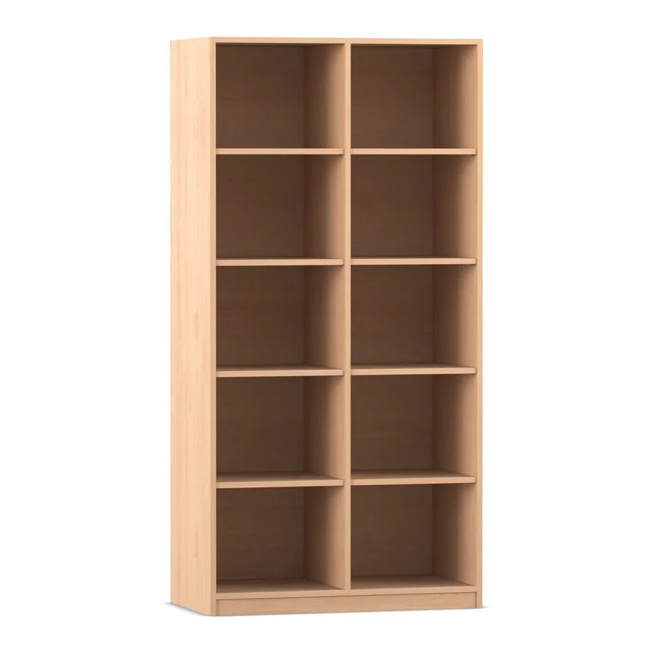 Holzregal, 190 x 94,4 cm, mit 8 Böden und Mittelwand, Buche hell
