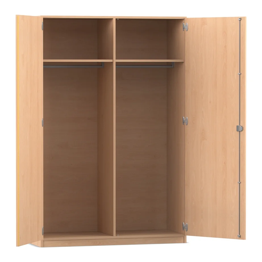 Flexeo® Garderobenschrank, mit Mittelwand und Garderobe, Buche hell