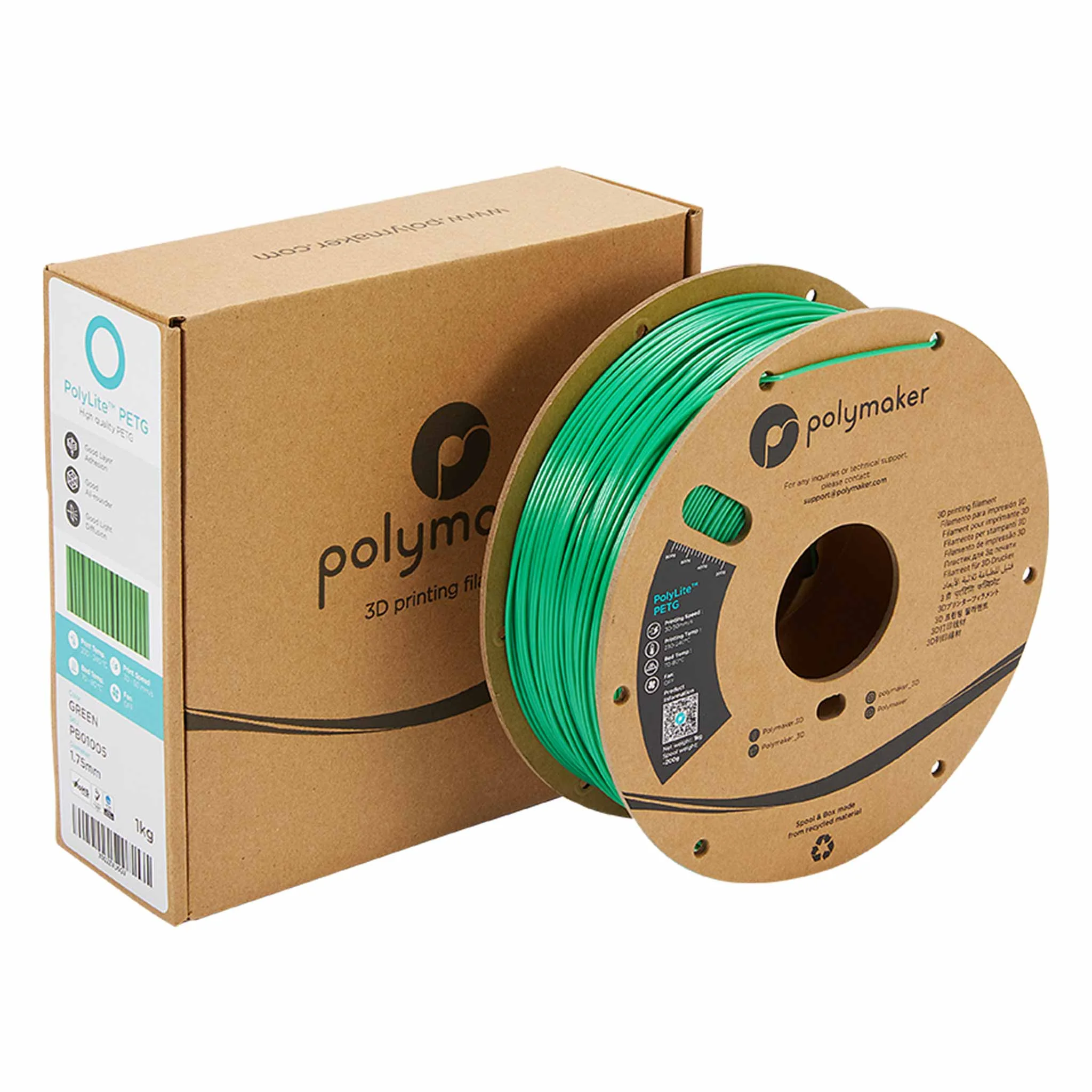 3D-Druckfilament, PETG, grünes Filament, Spule, Polymer