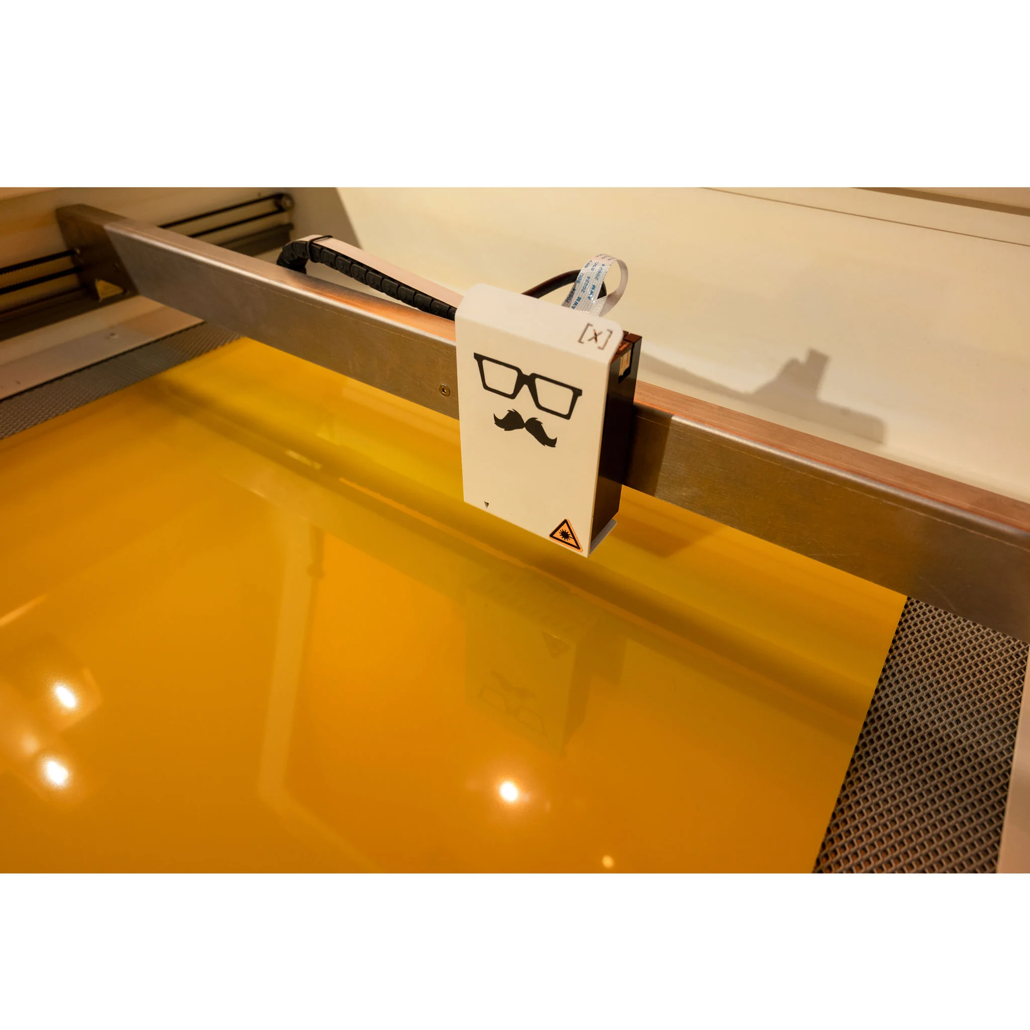 3D-Drucker, Filament, Gelb, Transparenter Tank, Sicherheitsaufkleber