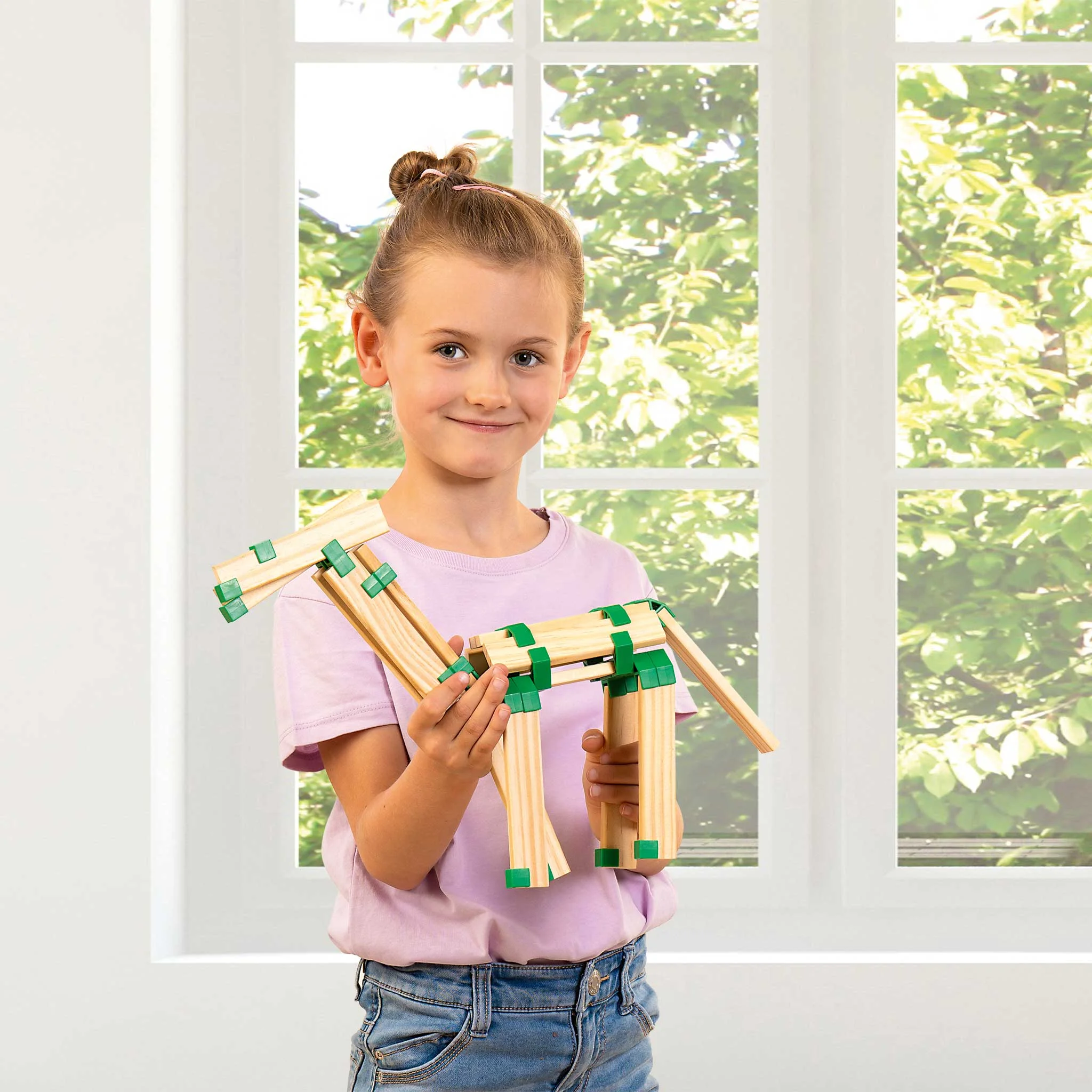 Holzbausatz, Kinder-Spielzeug, Klemmbausteine, Lego-ähnlich, Holzstangen