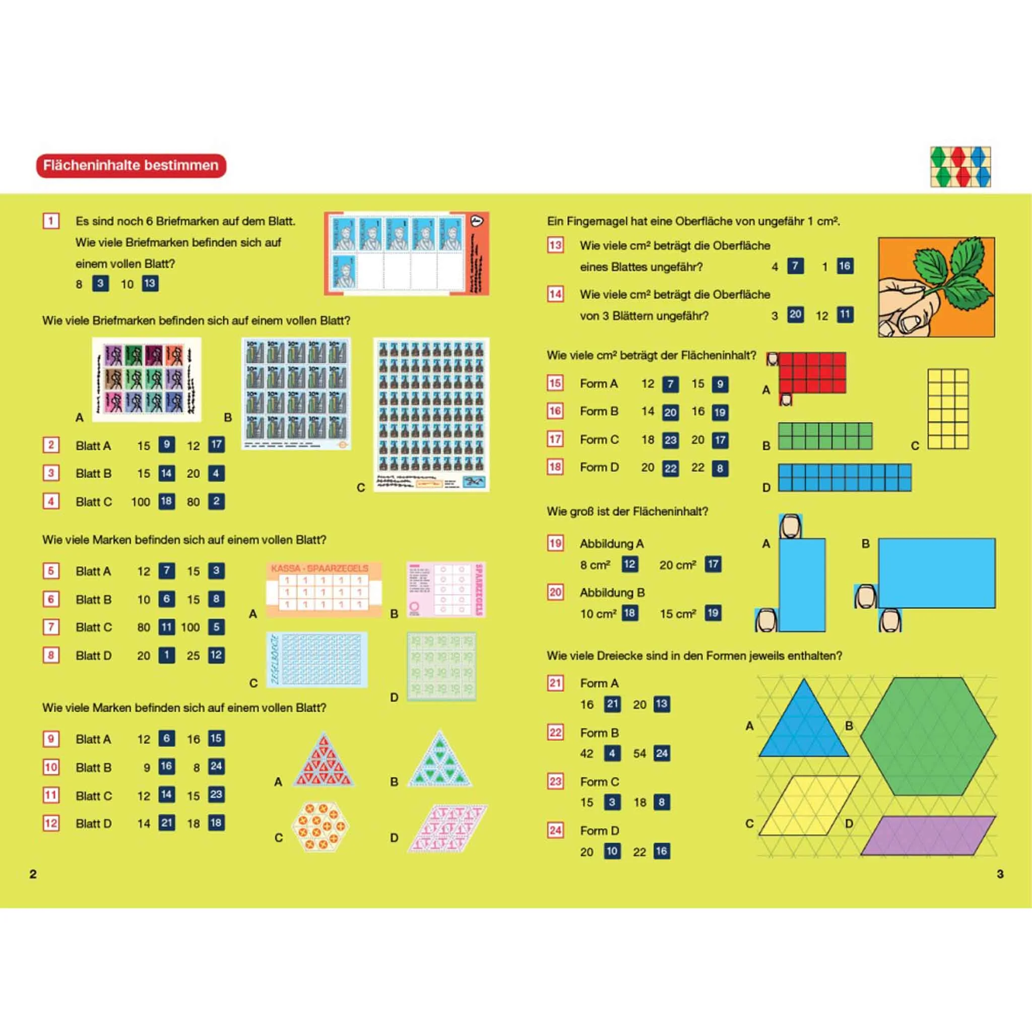 briefmarken, marken, blatt-motiv, blau-rot, gitter-muster