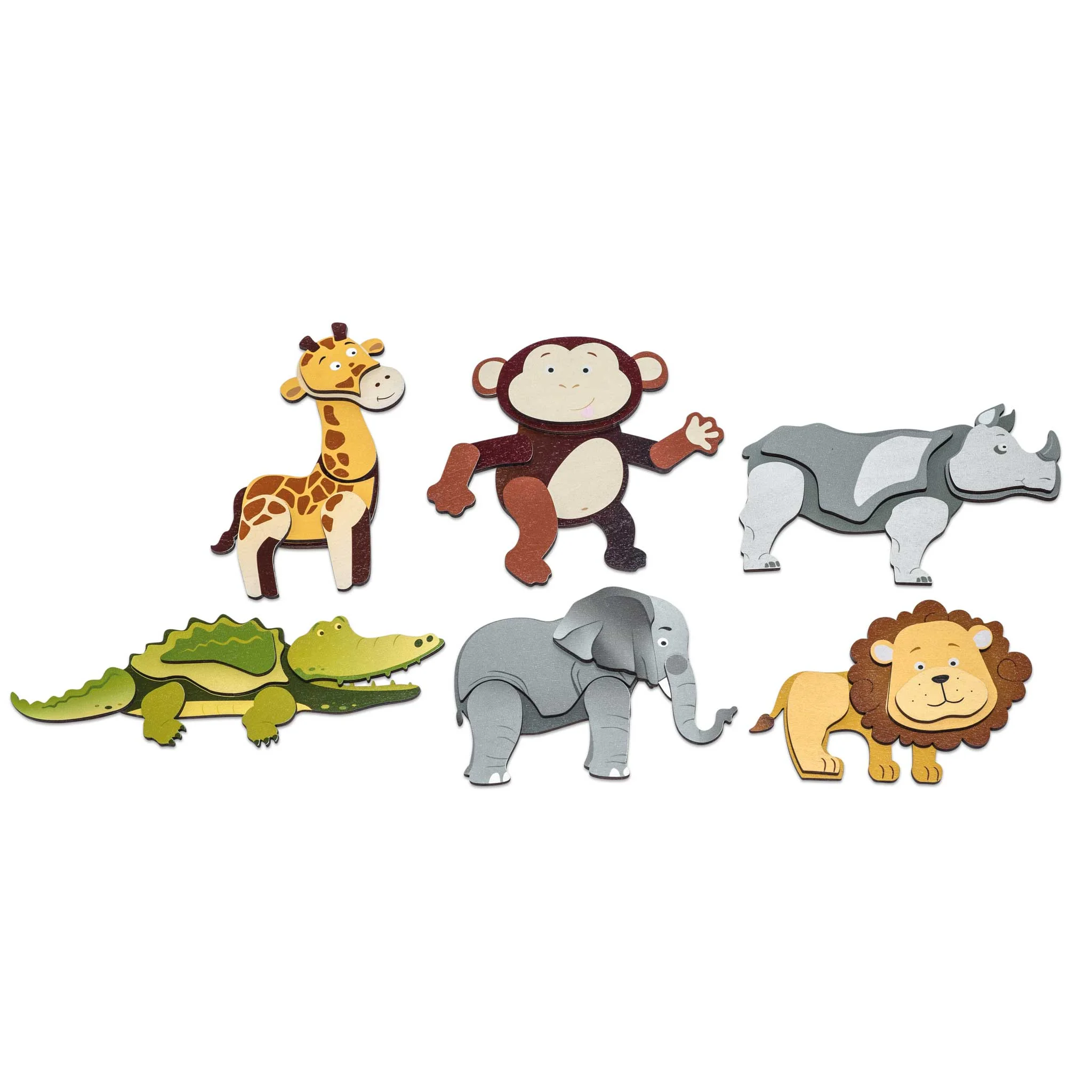 Tierwesen, Tier-Set, Holzpuzzle, Tierfiguren, Tierwald
