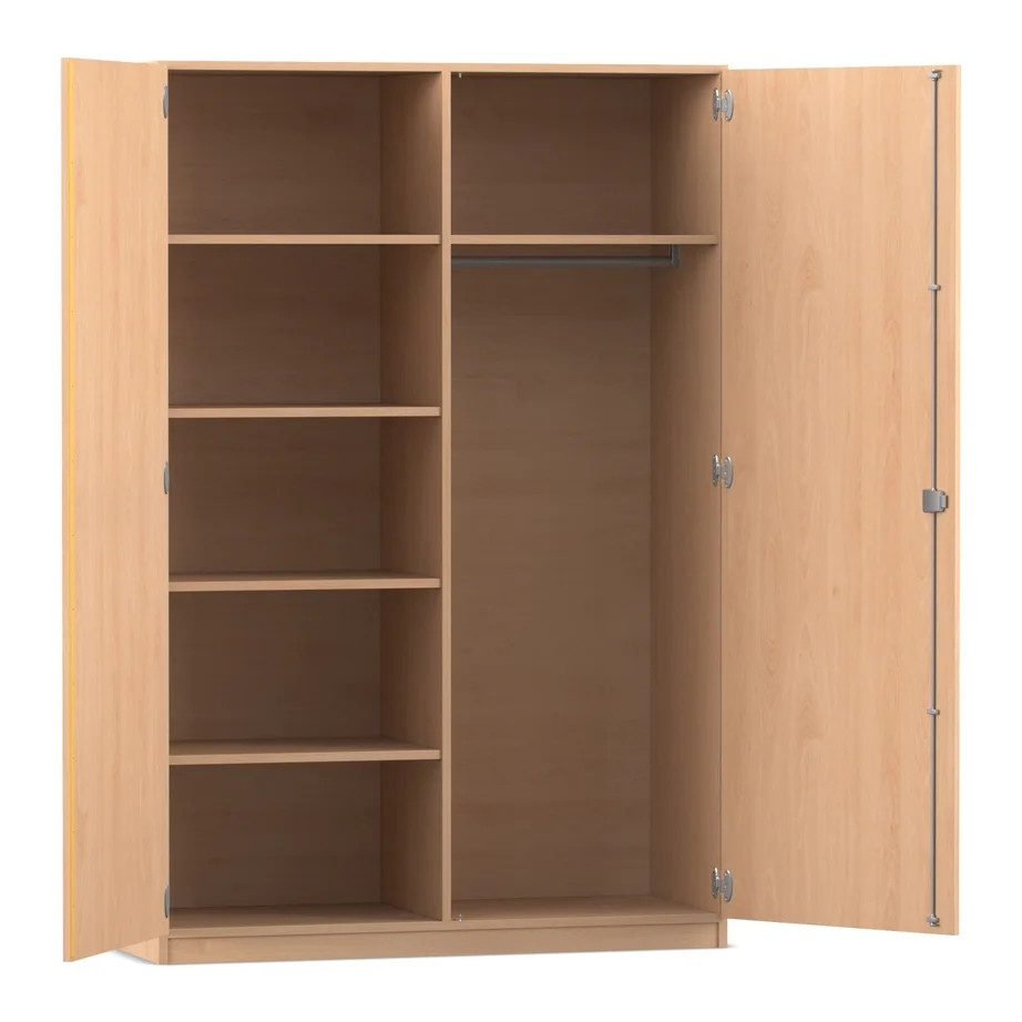 Flexeo® Garderobenschrank, mit Garderobe und 4 Fachböden, Buche hell