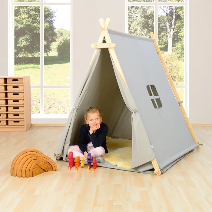 Spielzelt, Kinderzelt, Holzrahmen, Lernspielzeug, Kissenboden