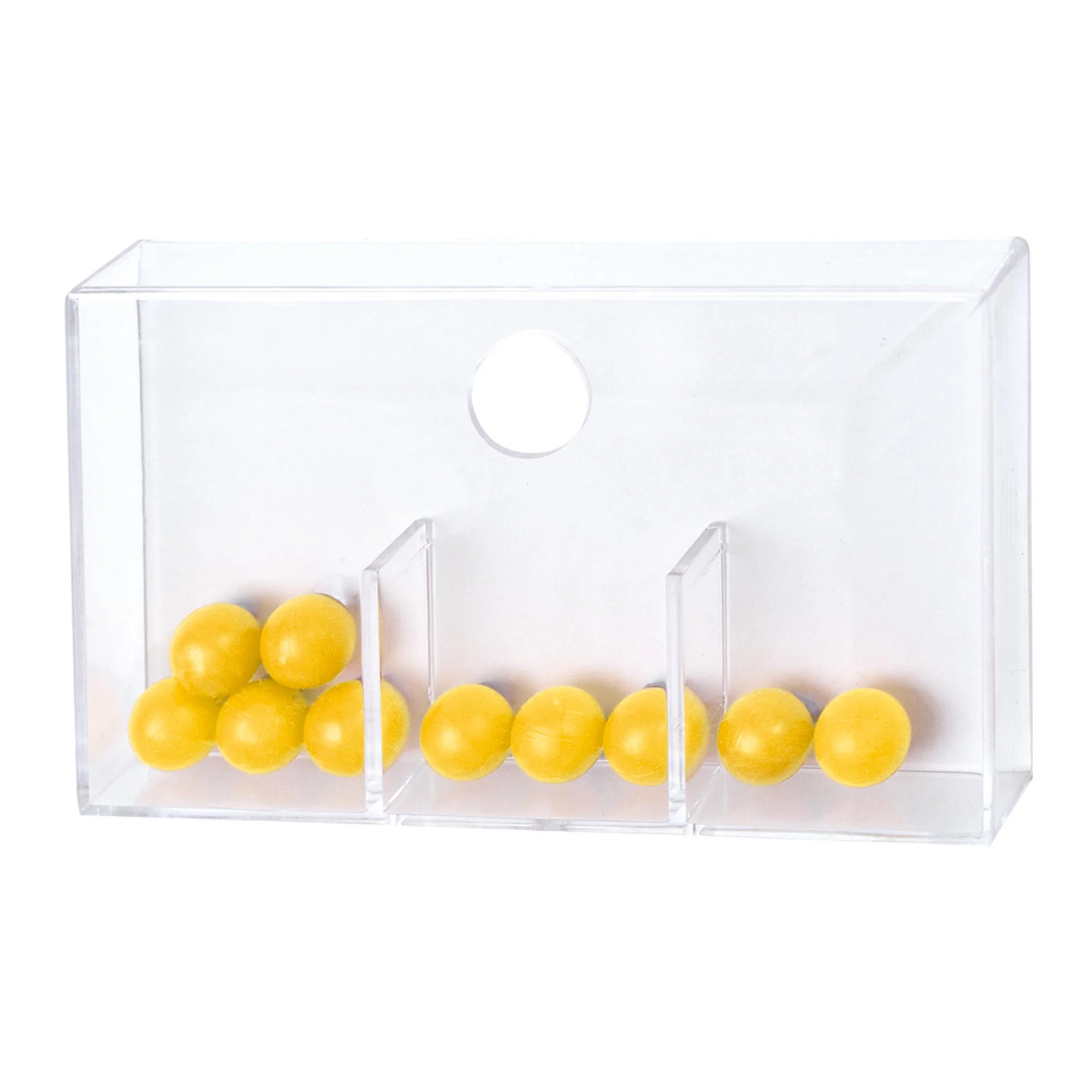 Pillendose, Aufbewahrungsbehälter, Transparente Box, Gelbe Kugeln, Trennwand-Box