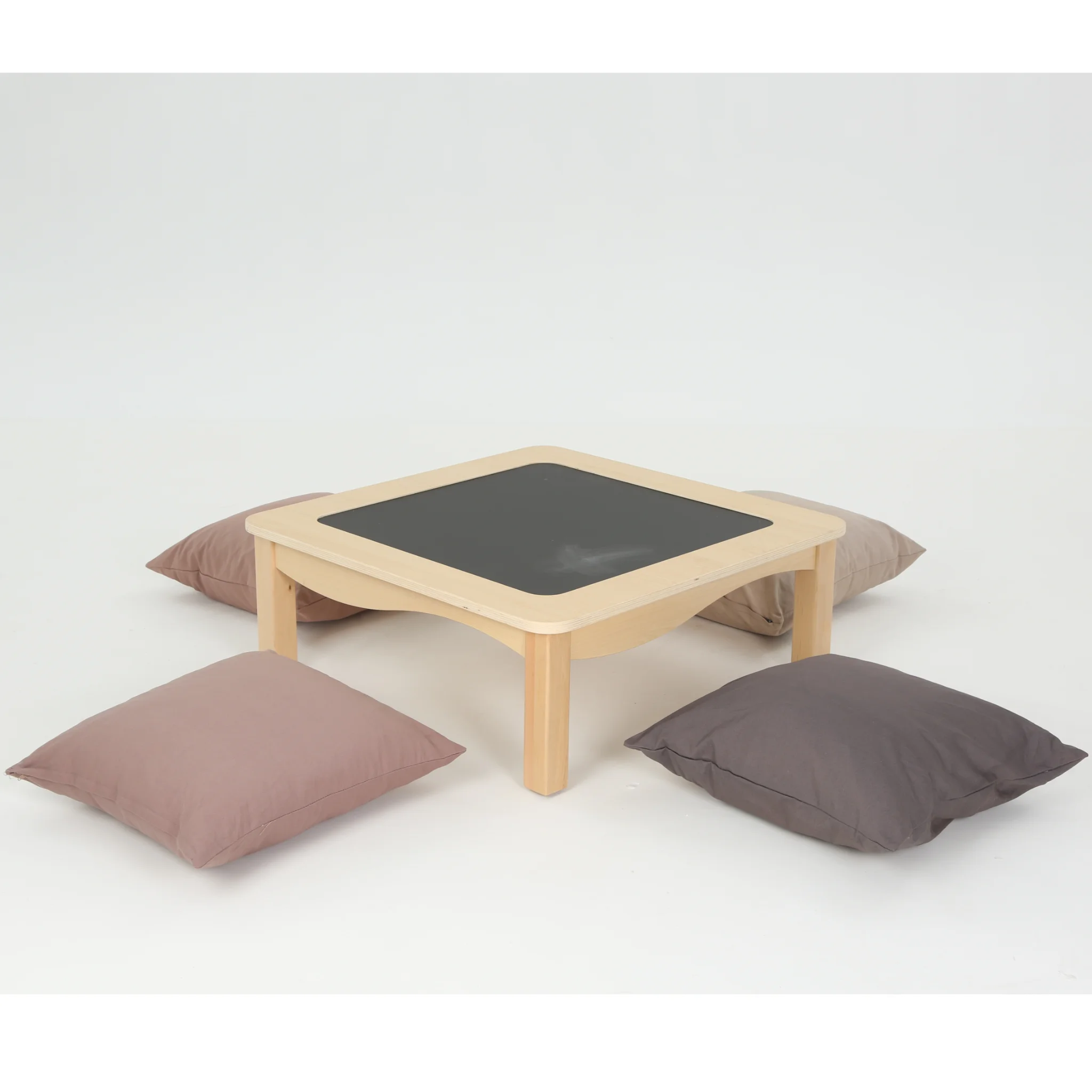 tisch, kinder tisch, tisch mit schieferplatte, pouf set, kissen set