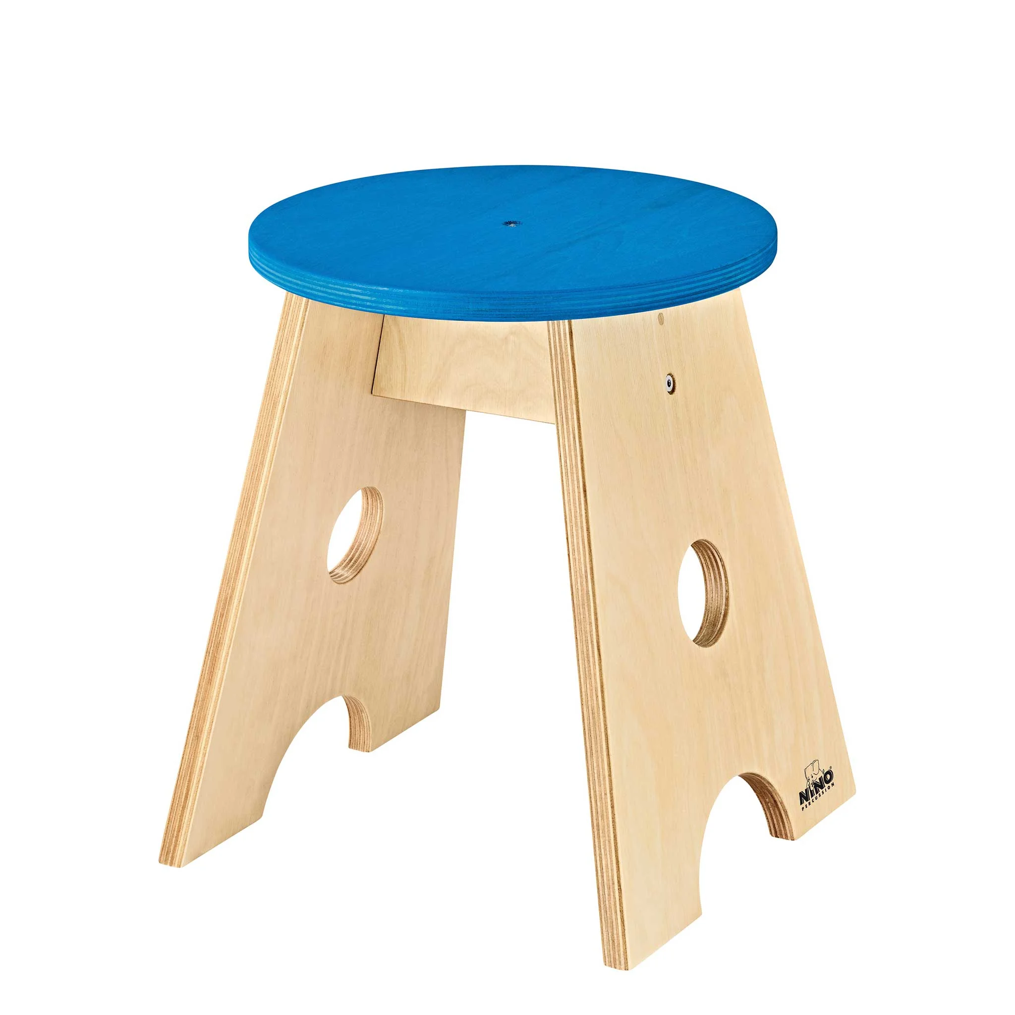 Hocker, Holz, Blaue Sitzfläche, Kleine Holzschritte, Kindermöbel