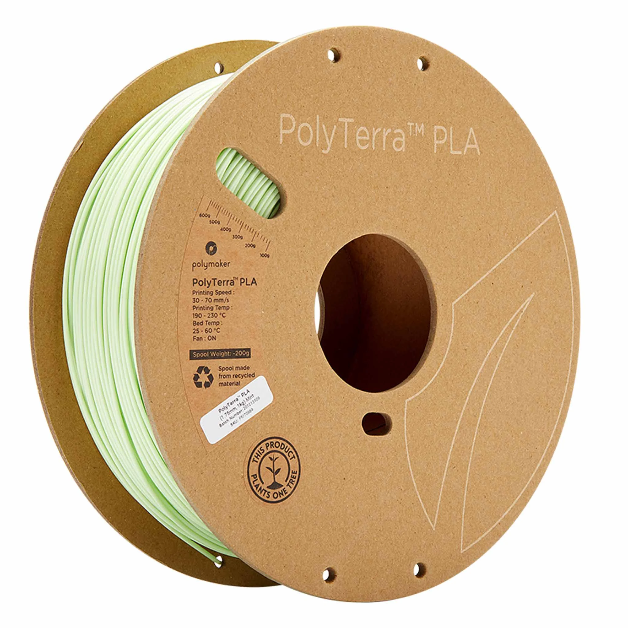 3D-Druck Filament, PLA Filament, PolyTerra PLA, grün, Spule