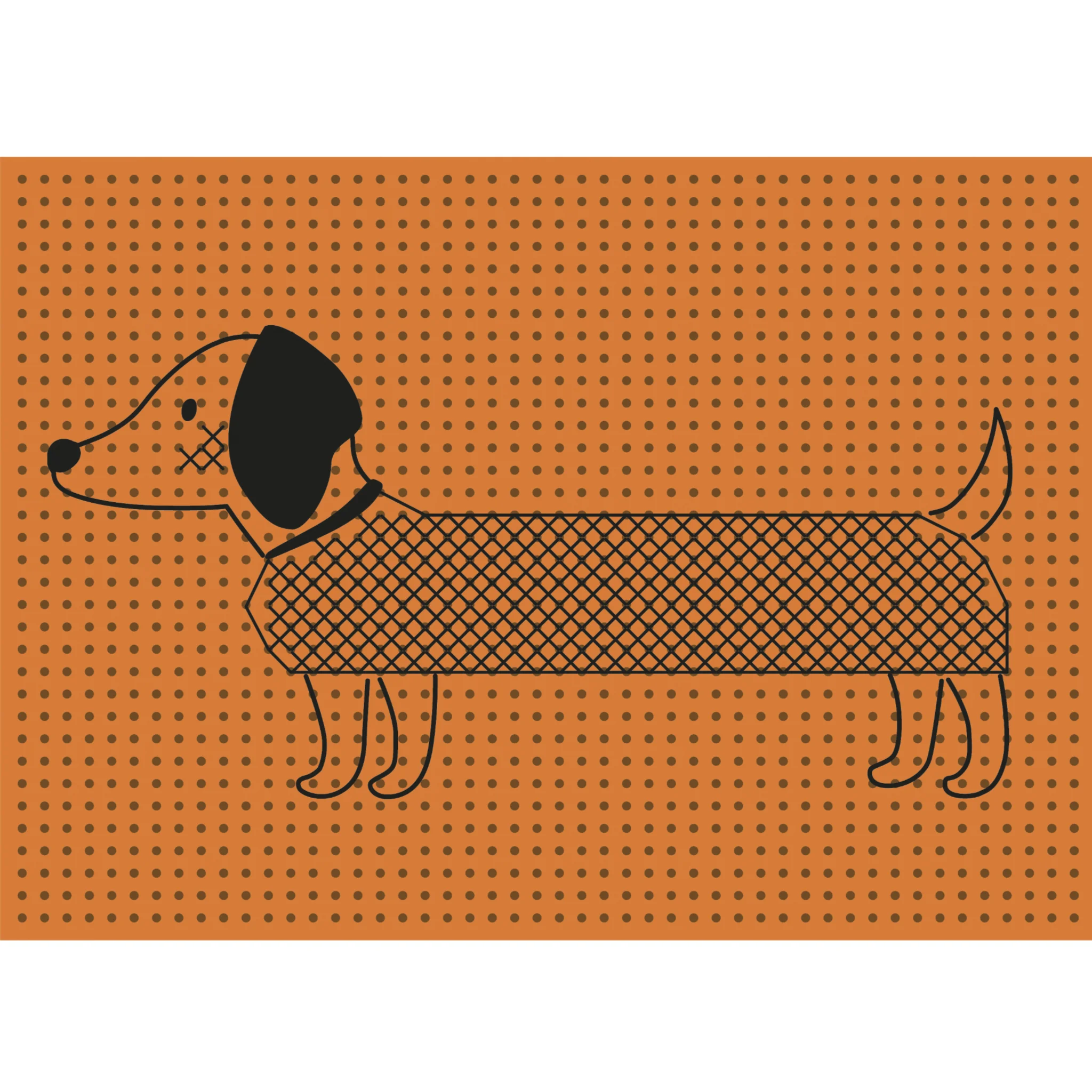 Hund, Dackel?, Illustration, Orangener Hintergrund, Netzoptik