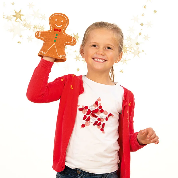 Weihnachtsdeko, Puppe/Glück, Lebkuchen, Aufnäher/Applikation, Sternen-Design