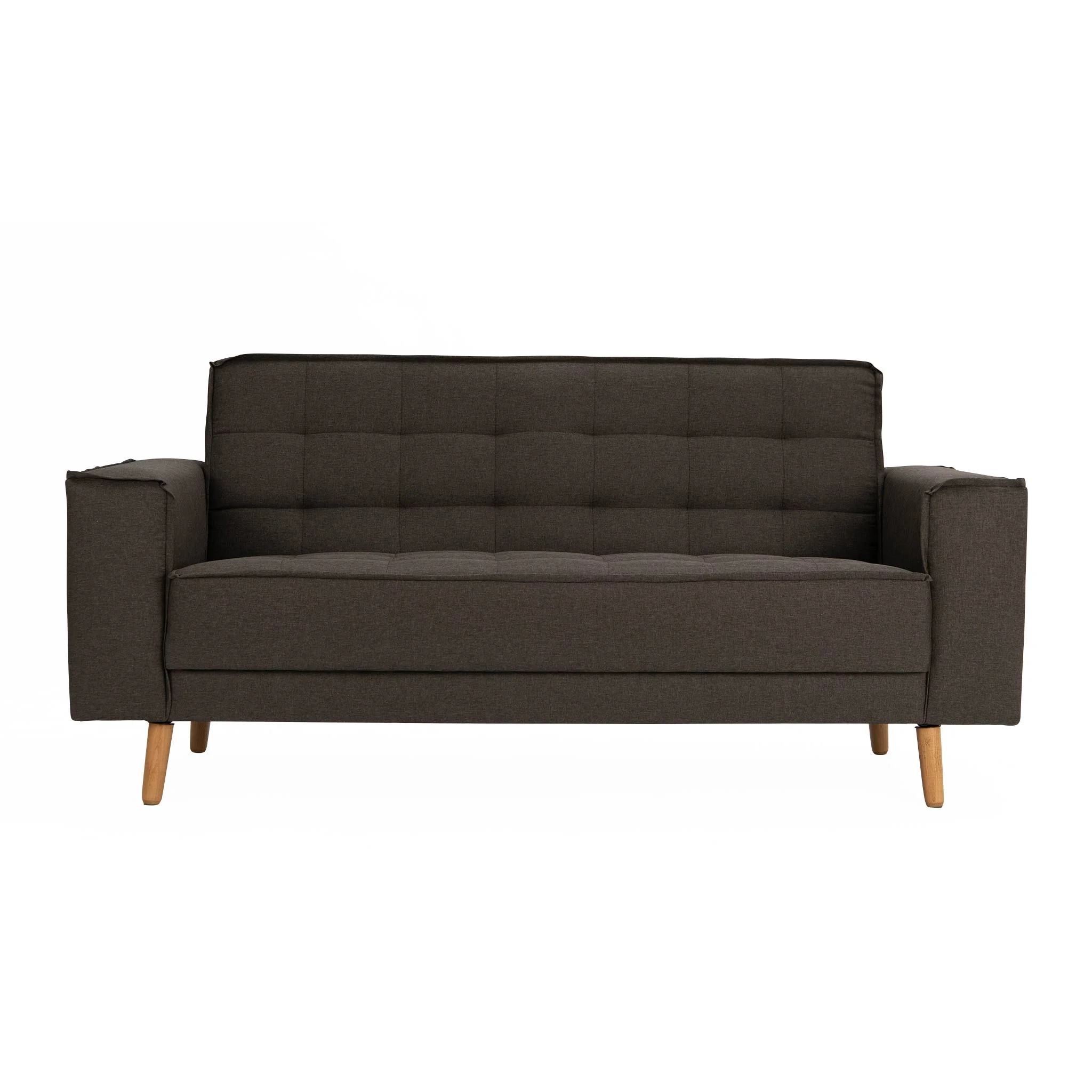 Sofa, Dunkelgrau, Stoff, Holzbeine, Gepolsterter Rücken