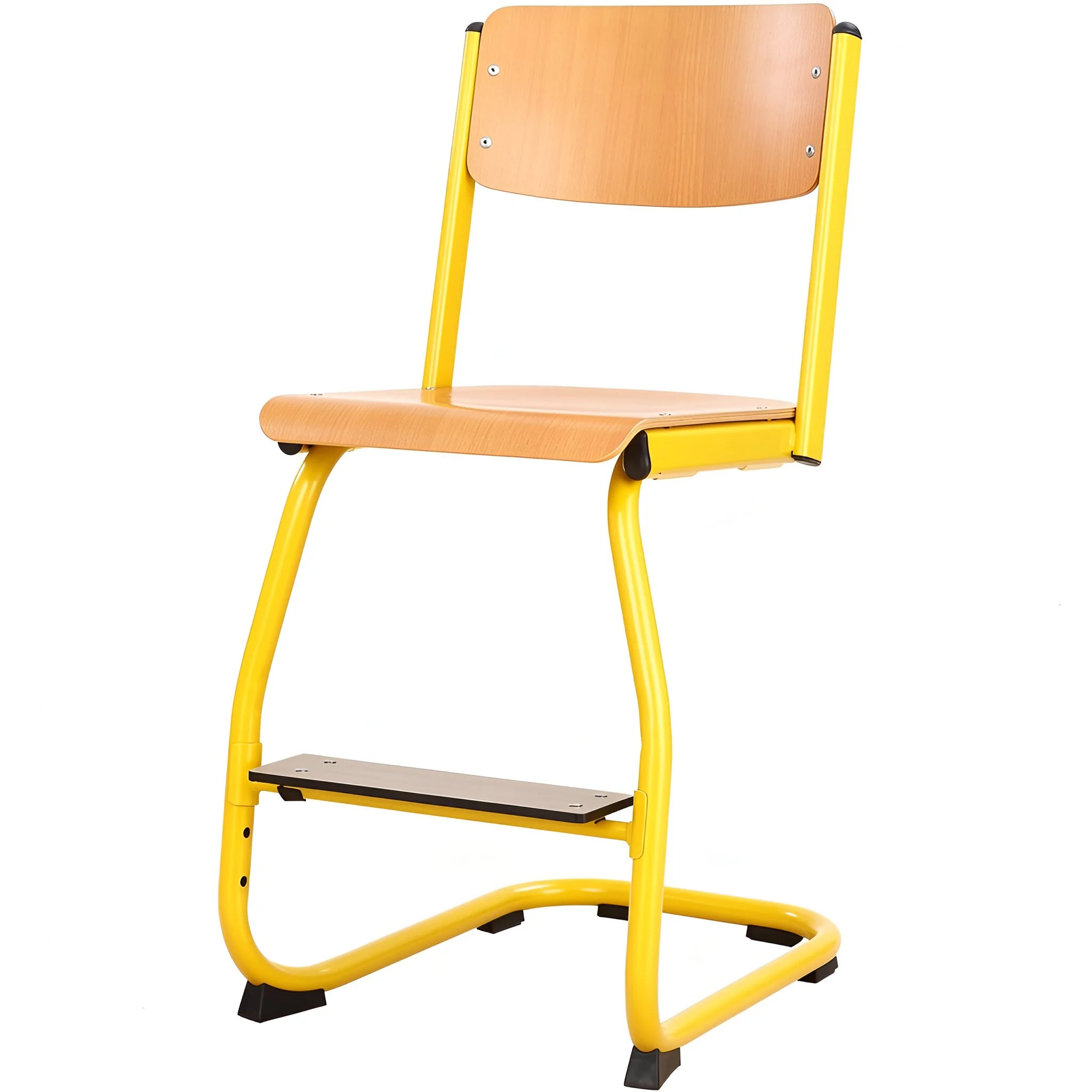 Schulstuhl, Gelb, Holz-Sitz, Metallgestell, Step-funktion