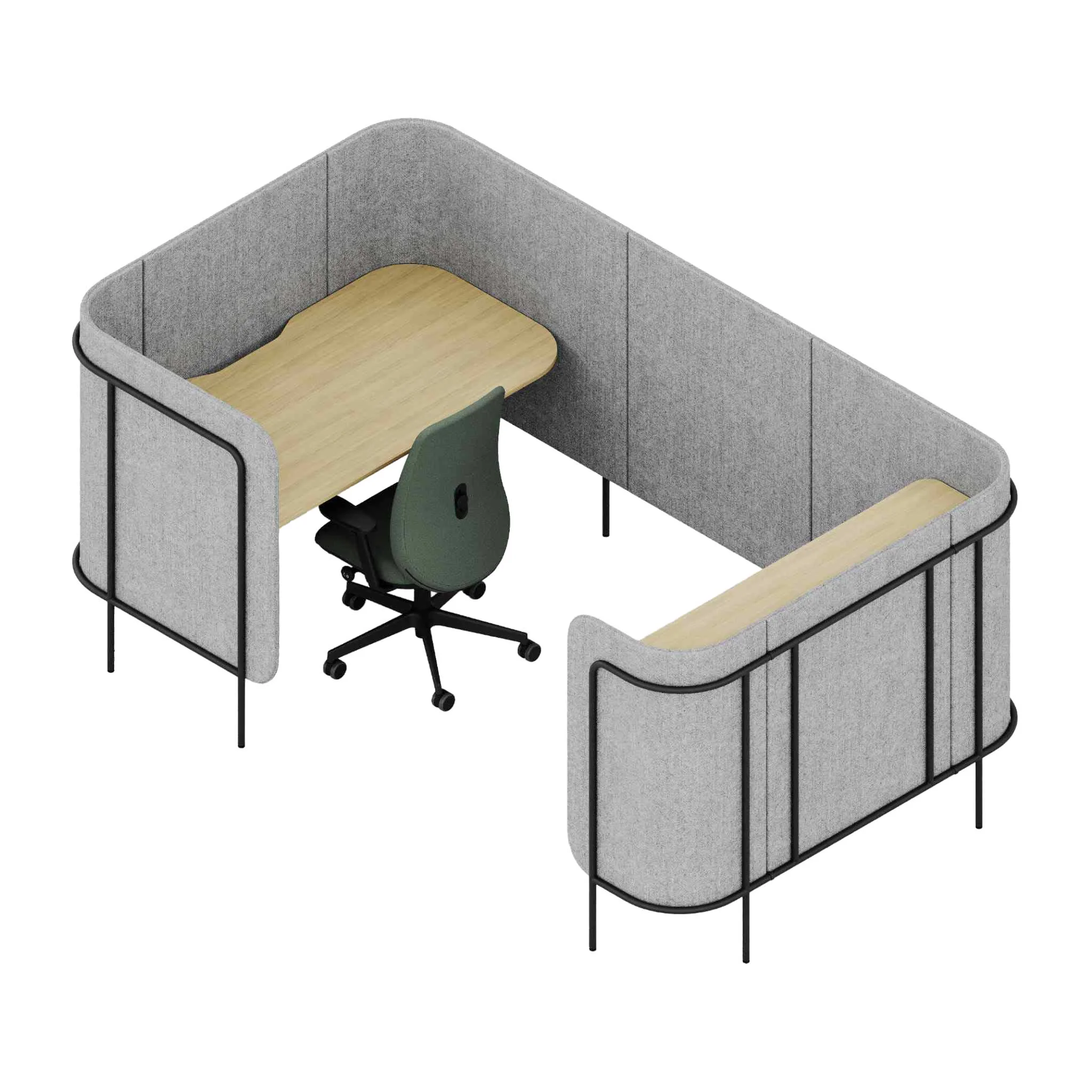 Sesselumrandung, Arbeitsplatz-Schutzwand, Hocker-Tischplatte, Bürobereich-Trennwand, Grau-Stoff