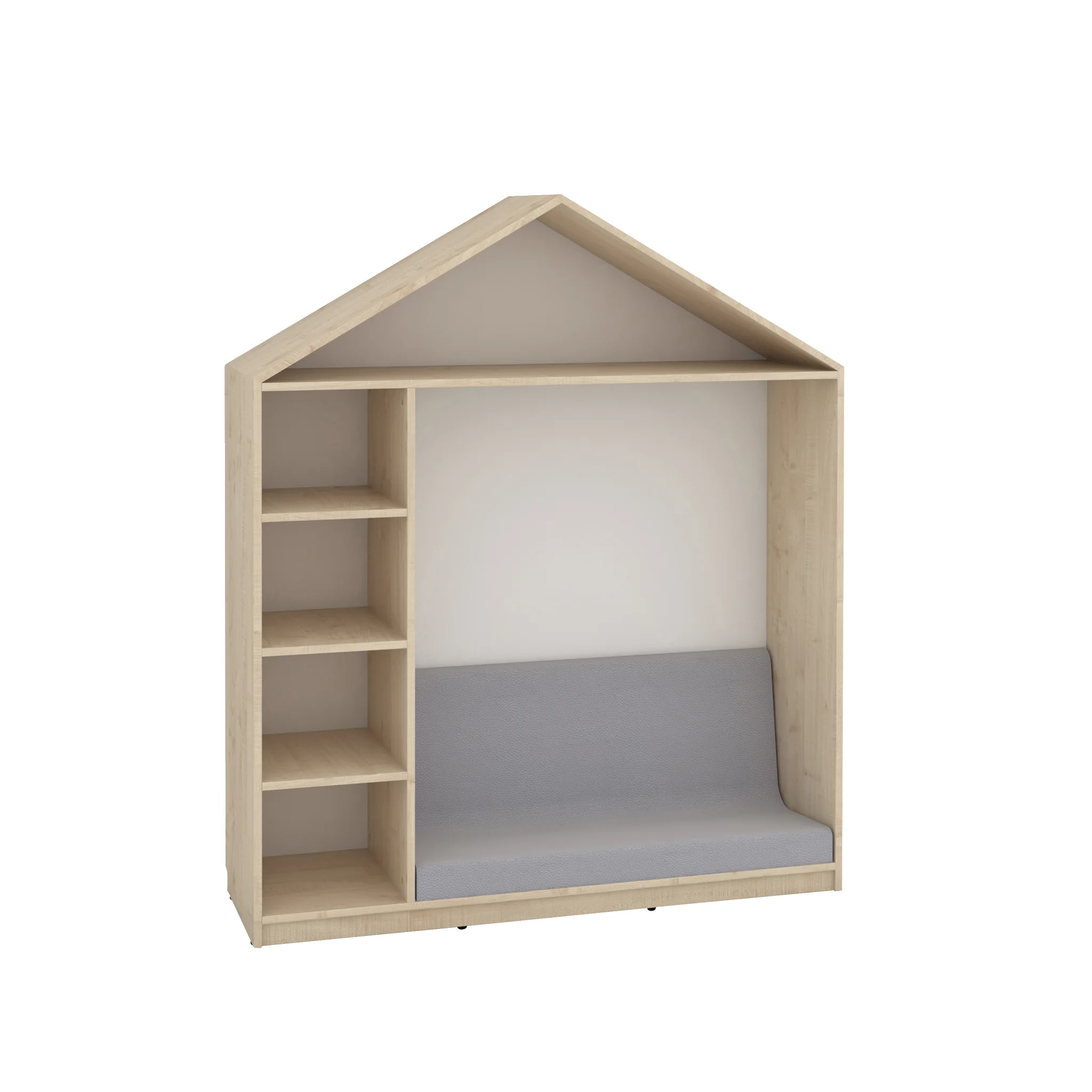 Kinderhausregal, Holzregal, Regalboden, Sitzbank, Kinderzimmer