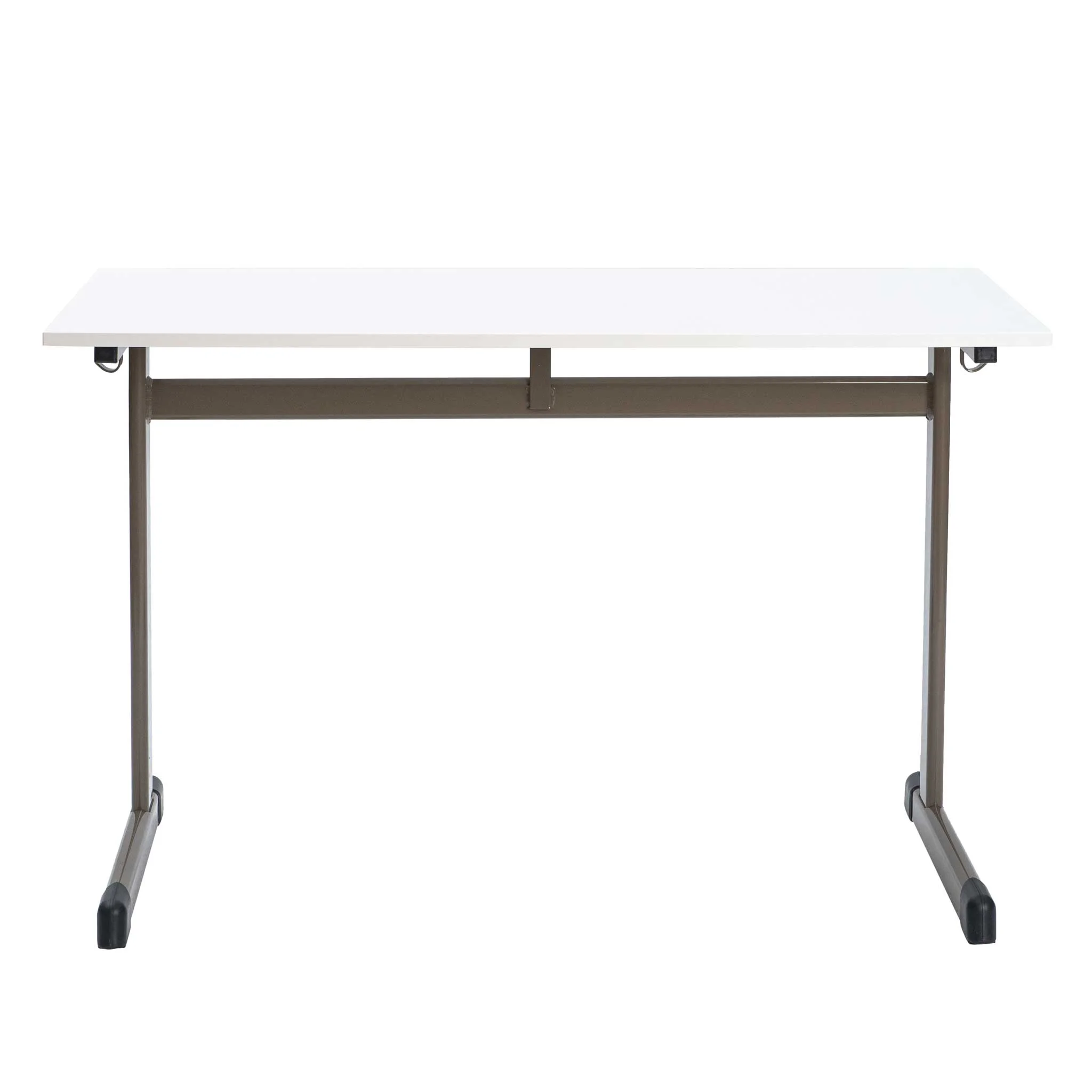 Schreibtisch, Klapptisch, weiße Platte, Stahlrahmen, rollbar