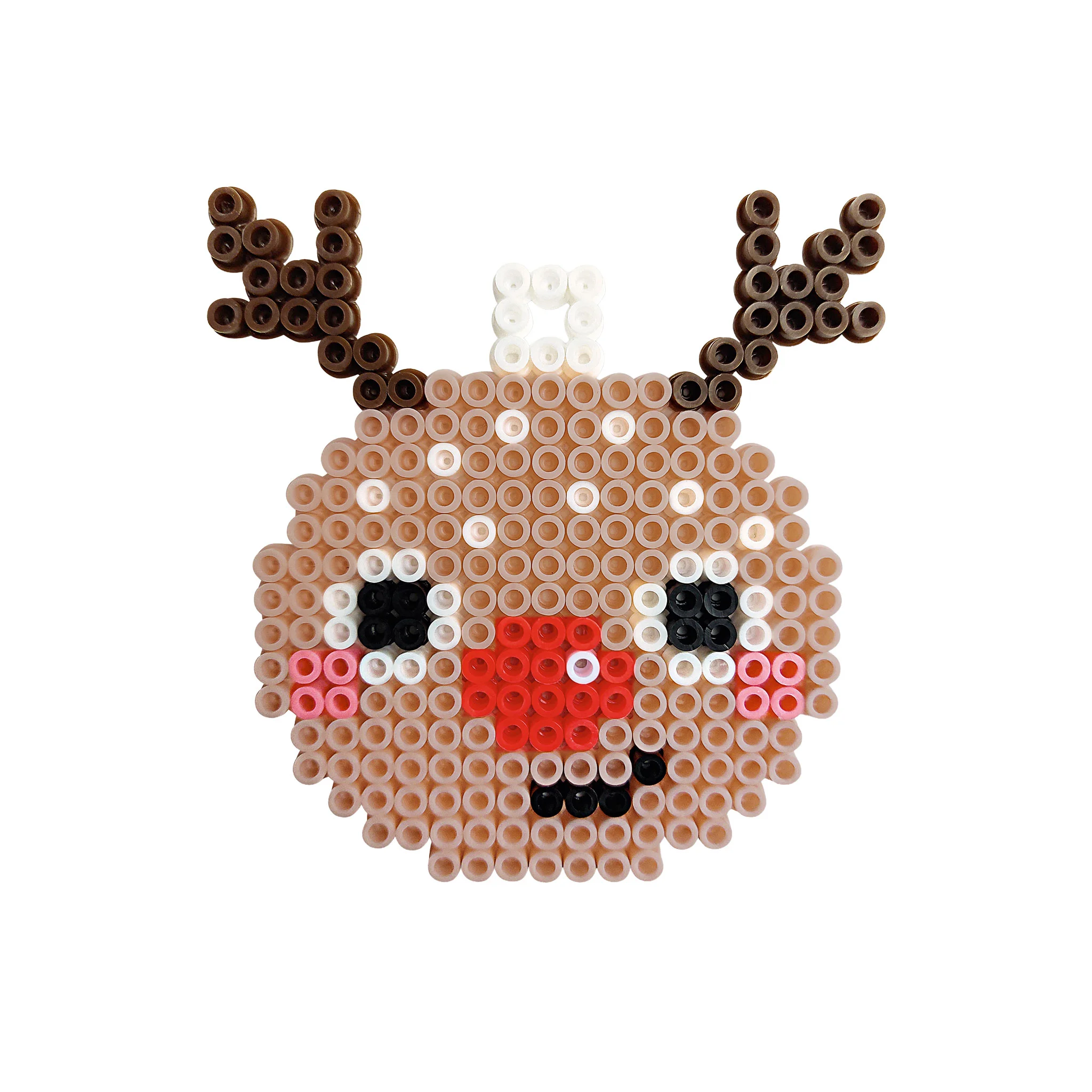 perler bead, reindeer, ornament, face, brown