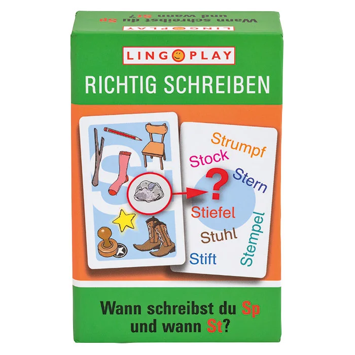 Schreibspiel, Wörterkarten, Lernspiel, Stellwörter, Kartenbox