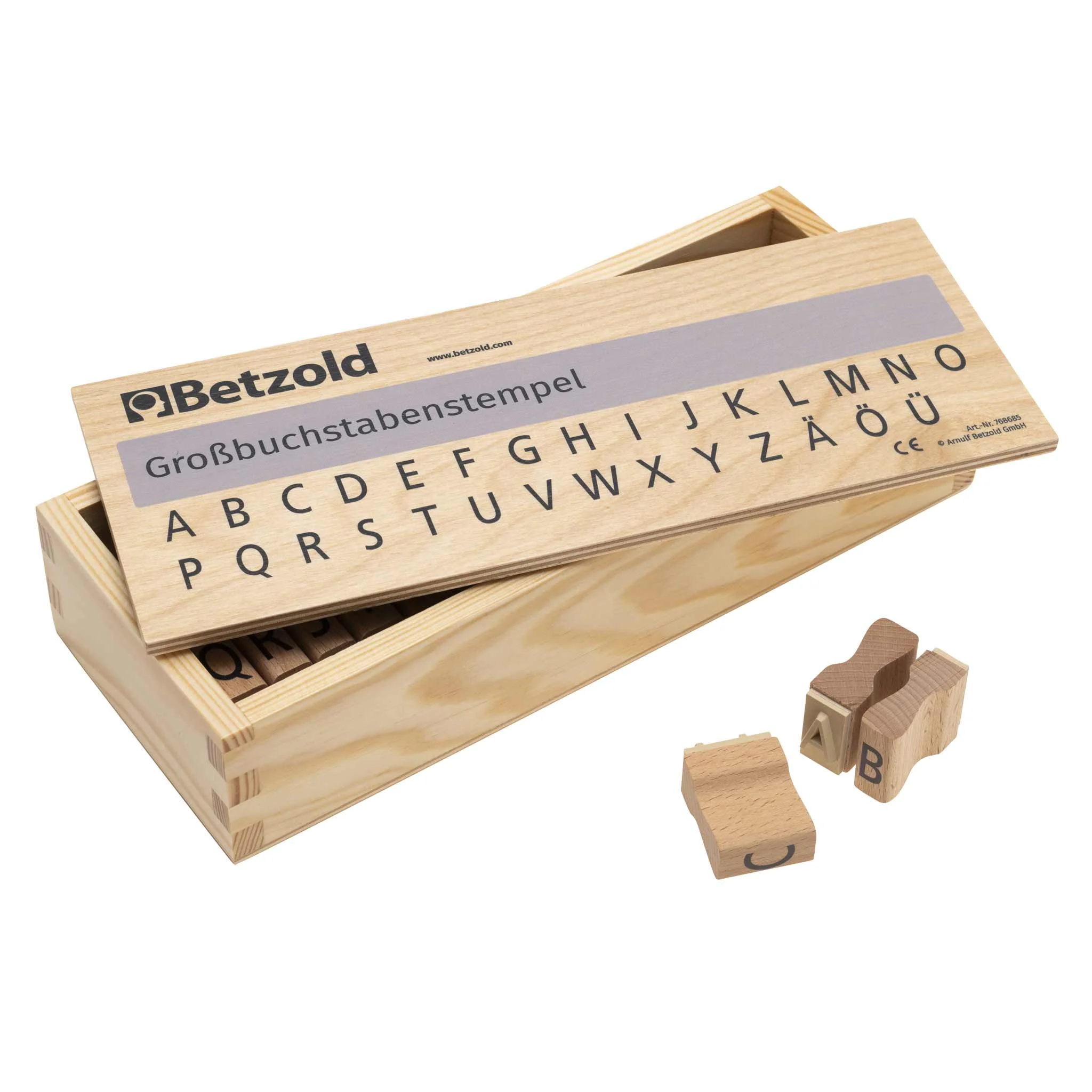 Holzstempel, Buchstabenstempel, Großbuchstaben, Schriftstempel, Spielzeugstempel