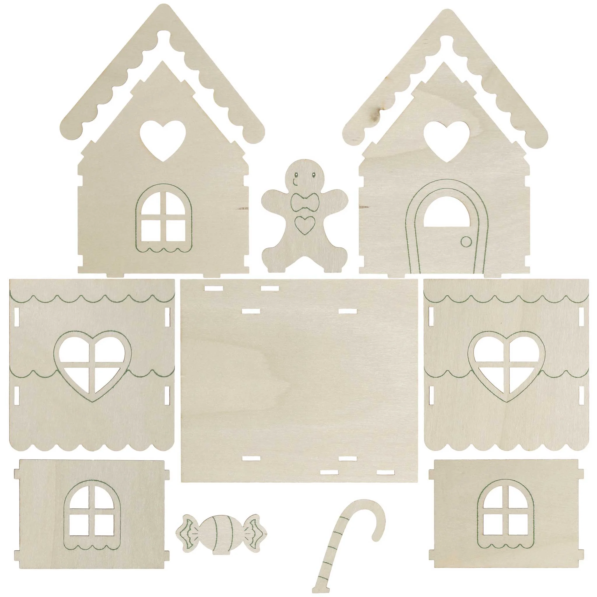 Holzhaus, Holzbausatz, Weihnachtsdeko, Herzfenster, Schnitzerei