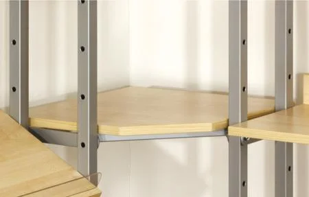 Eckteil zur Verbindung der einseitigen Wandregale, Buche hell