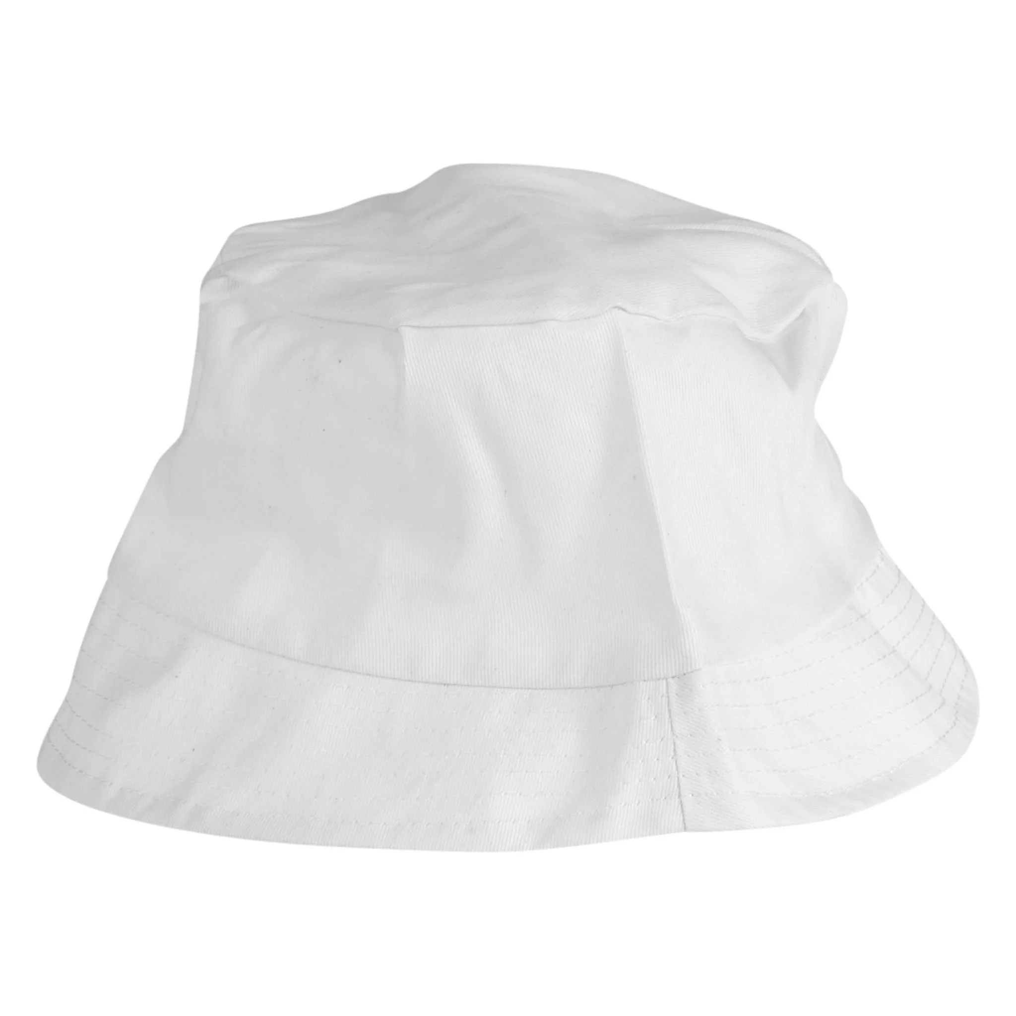Buckethut, Weiß, Baumwolle, Breiter Rand, Casual