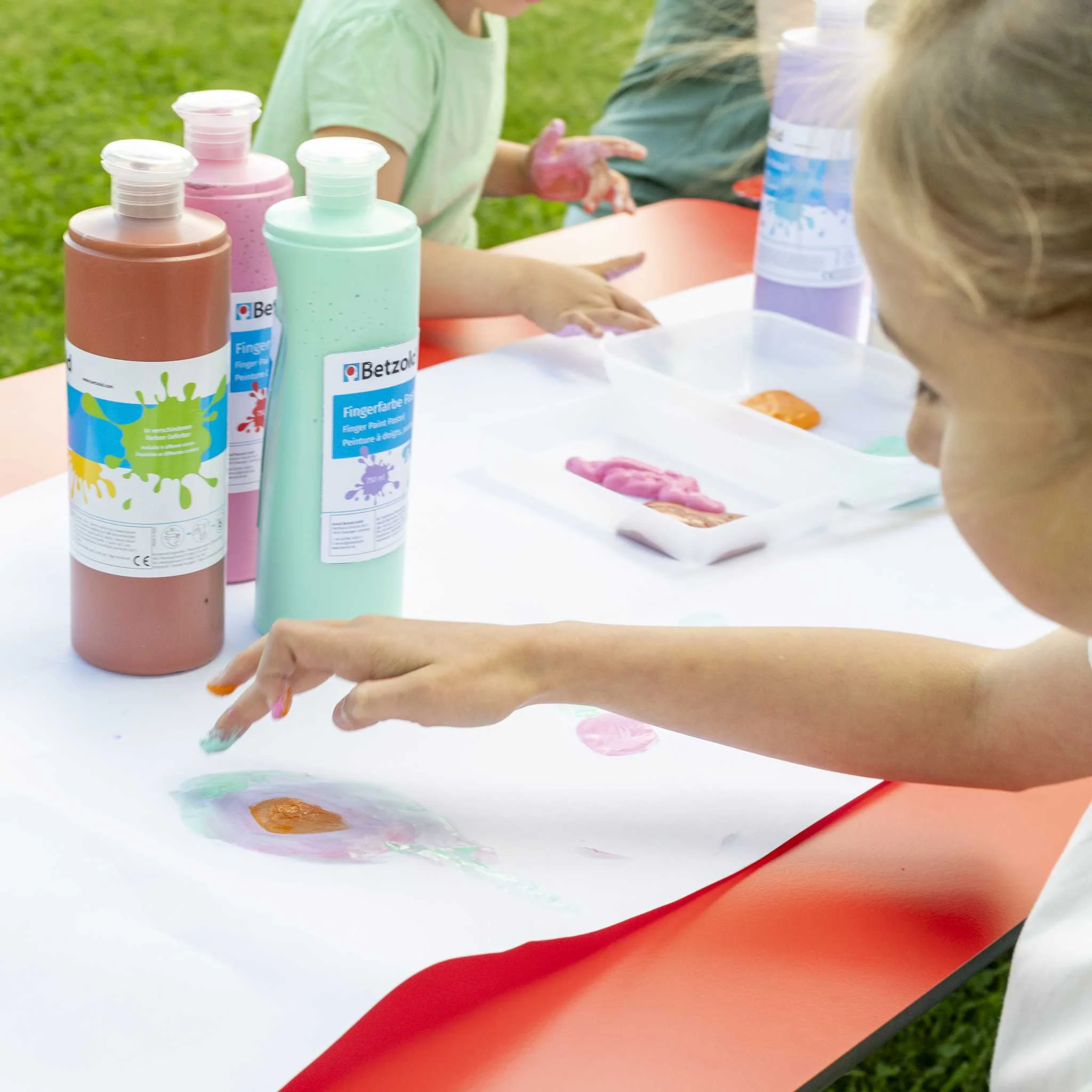 Fingerfarben, Kunstfarben, Farbflaschen, Fingerpaint, Kinderbastele