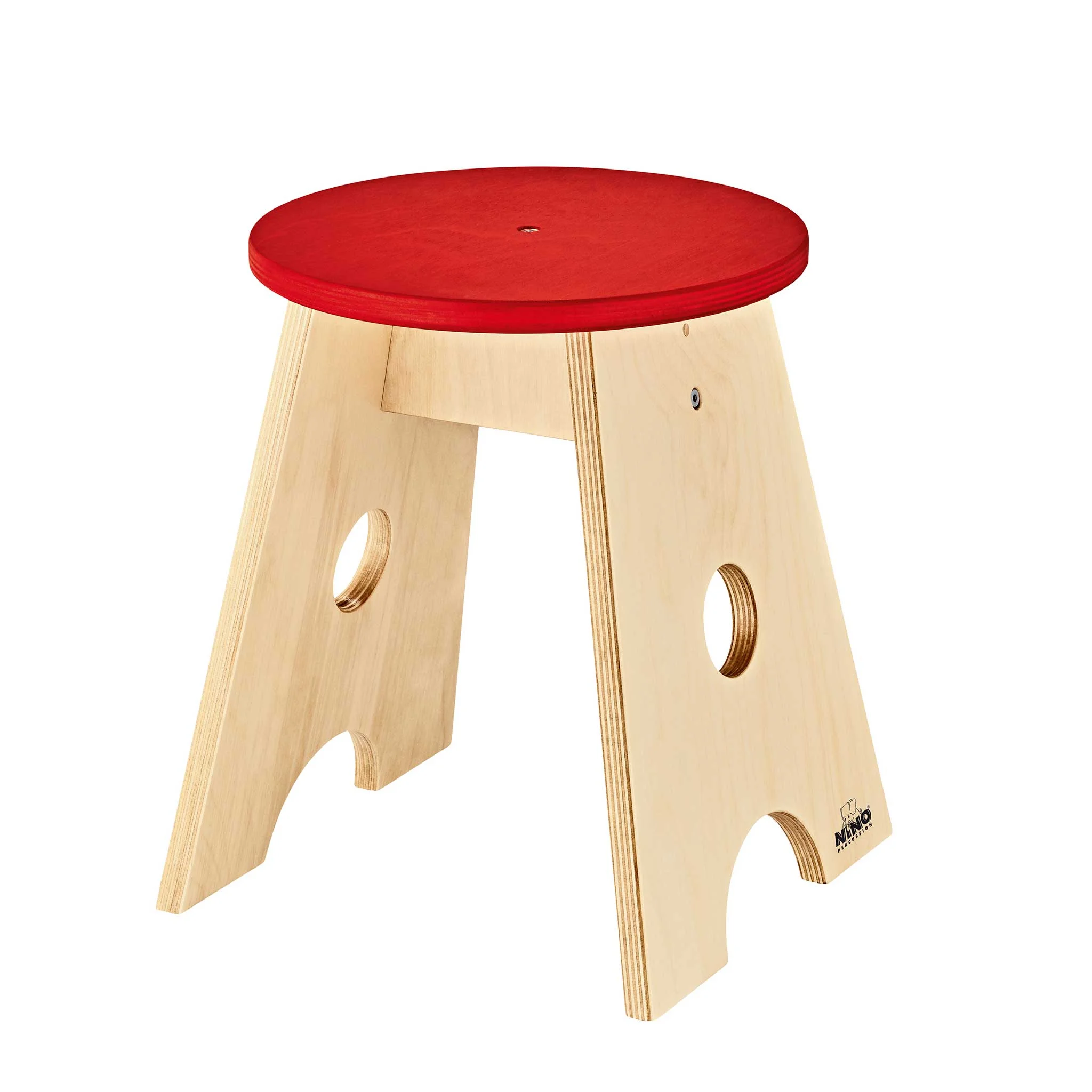 Hocker, Holz, Rot, Rund, Löcher