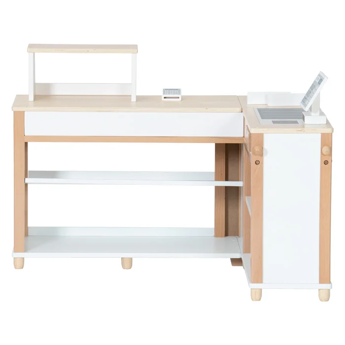 Kinderwerkbank, Holzwerkbank, Spielzeugwerkbank, Weißbraun, Kinderzimmermöbel