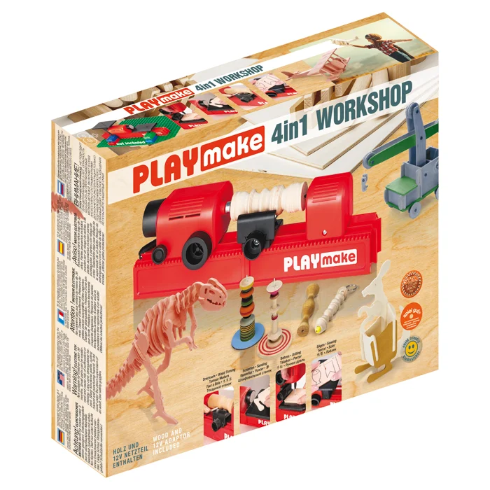 Spielzeug, 4in1 Workshop, Werkbank, Kunststoff, Holzfarben