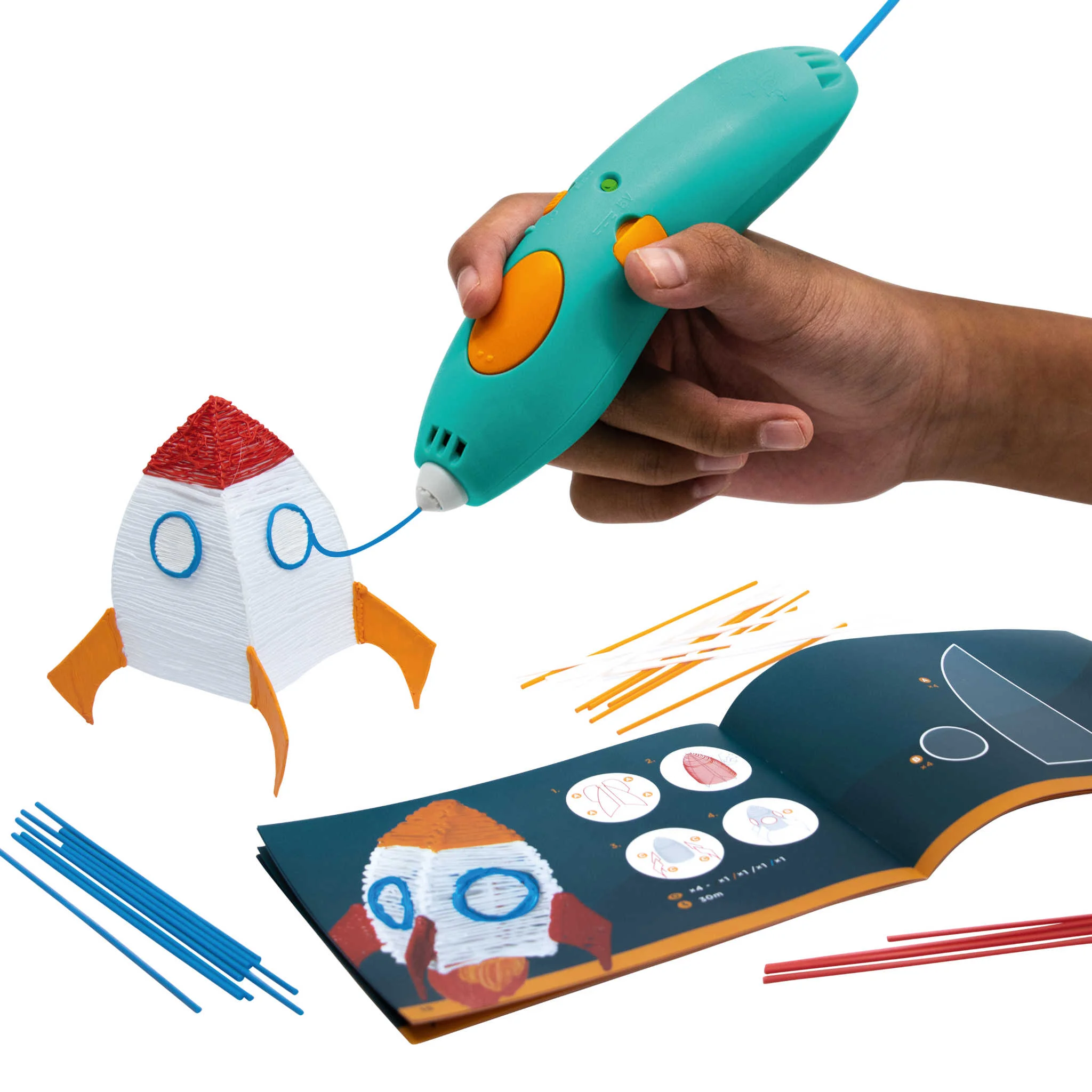 3D-Pistole, Papiermodell, Raketenbau, Bastelset, Farbakzente