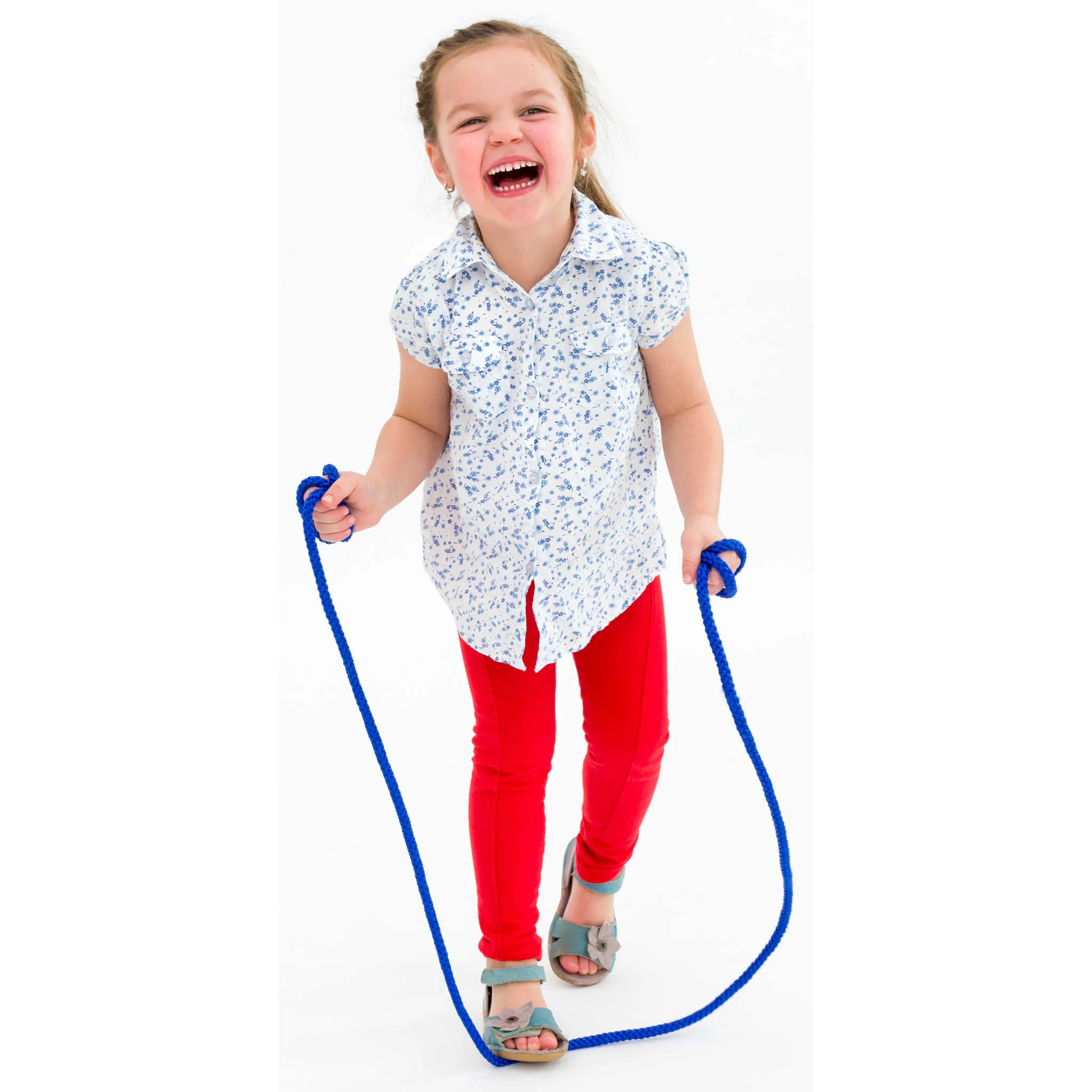 Kindershirt, Blümchenmuster, kurzarm, hellblau, rot