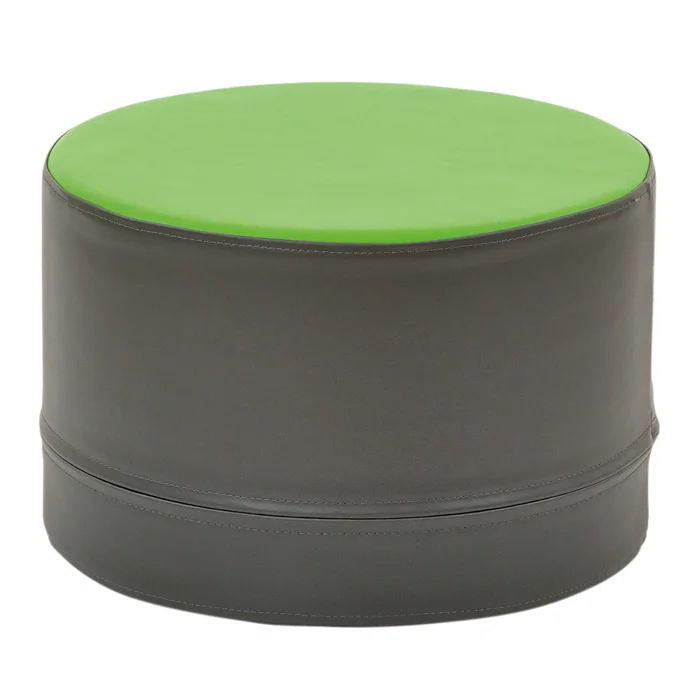 Polsterhocker Mini dunkelgrau, Säule dunkelgrau / Sitzfläche grün